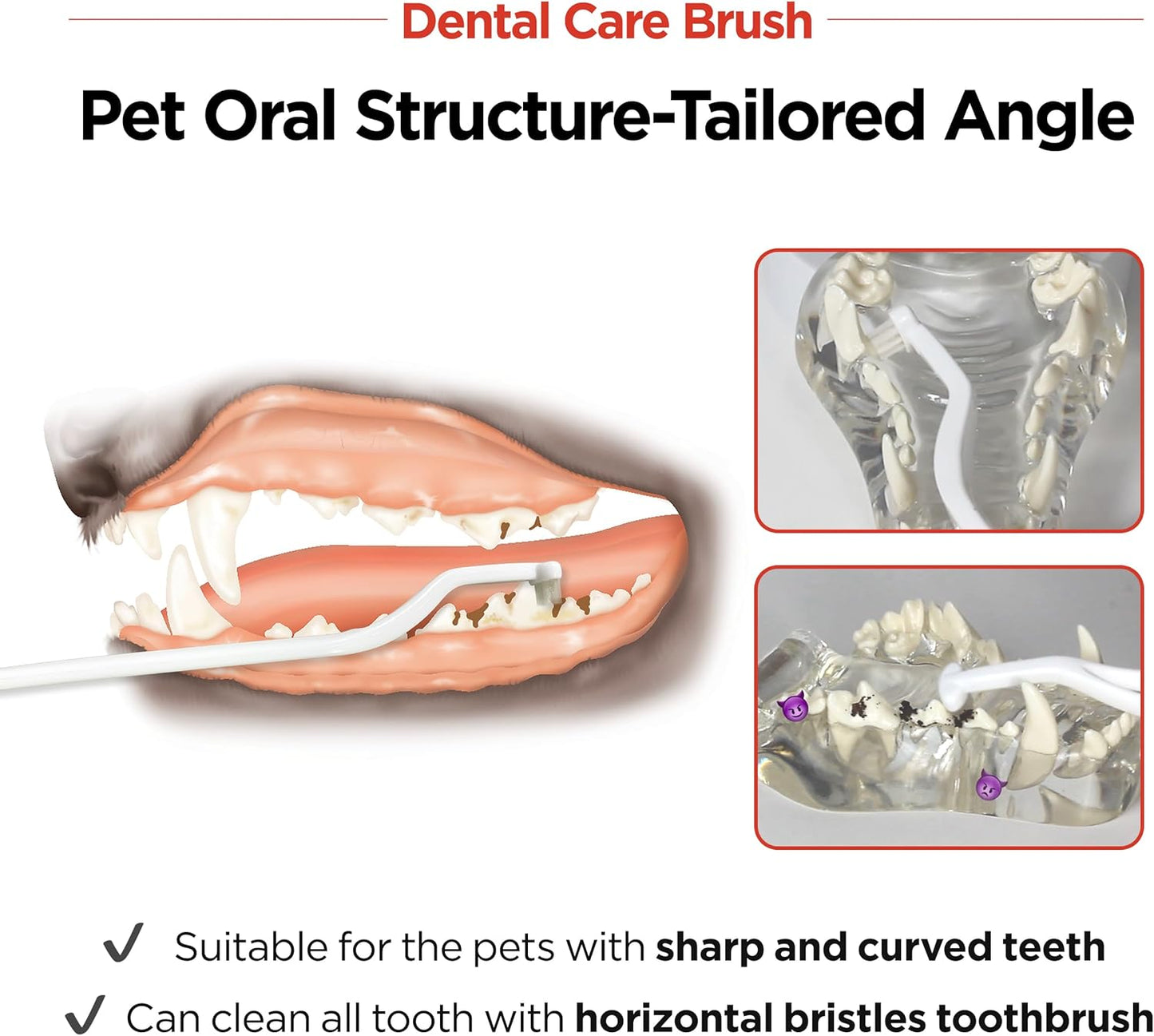 JAYU PET Dental Care Brush (Soft Bristles) 5ea - Dog Toothbrush, Cat Toothbrush, Dental Care for Kitten and Small Dogs, Removing Old Plaque and Tartar, Cat Teeth Brushing & Easy Cleaning