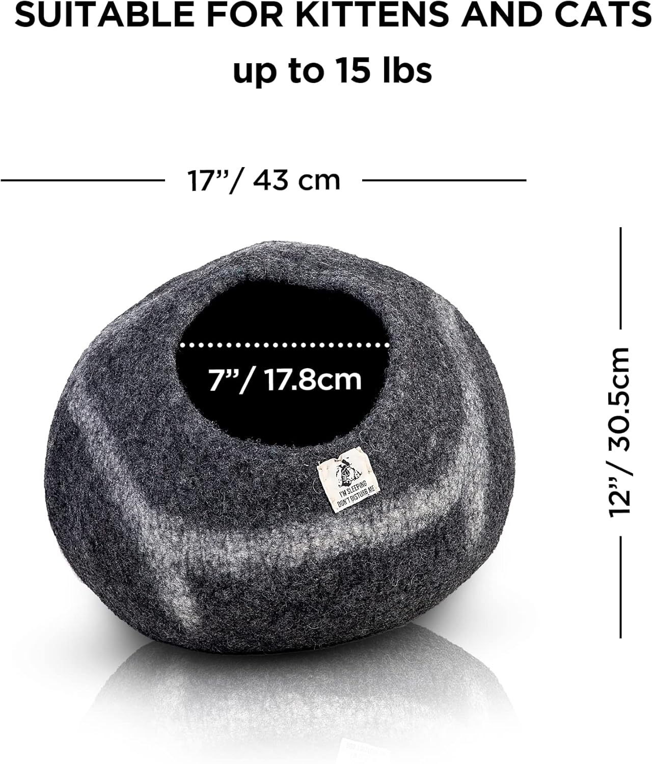 Luxurious Eco-Friendly Merino Wool Cat Cave Bed - Foldable Hideaway Pod for Indoor Cats - Premium Felt Kitten Beds - Covered Cat House for Ultimate Cozy Comfort by Woolygon