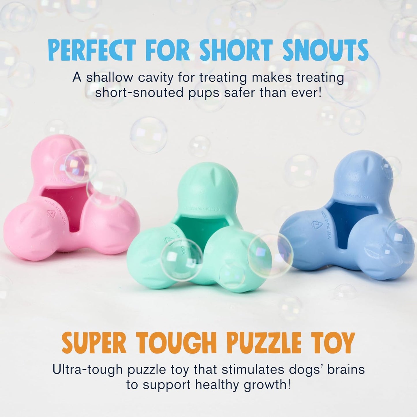 WEST PAW Zogoflex Tux Treat Dispensing Dog Chew Toy – Interactive Chewing Toy for Dogs – Dog Games for Aggressive Chewers, Fetch, Catch – Holds Kibble, Treats, Large 5", Periwinkle