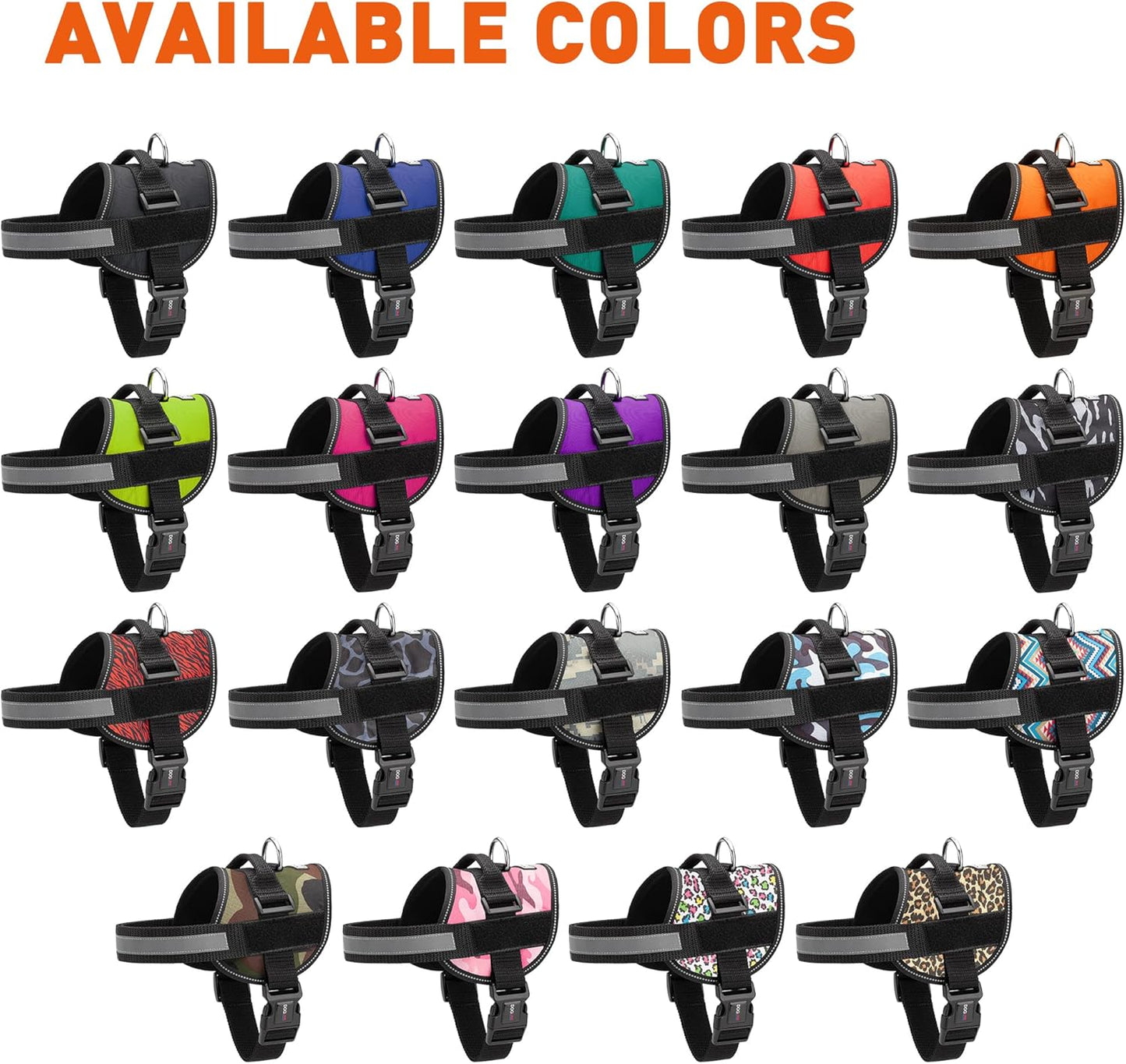 Dogline Dog Harness, Reflective No-Pull Adjustable Vest with Handle for Walking, Training, Breathable, No - Choke Harness for Small, Medium or Large Dogs Room for Patches Leopard Rainbow XS 15"-18"