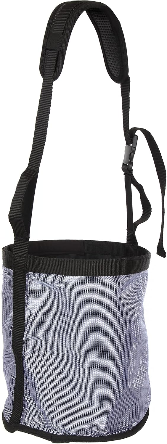 Majestic Ally Horse Feed Bag, Heavy Duty Nylon Mesh Grain Feed Bag, Adjustable Strap with Durable Snap and Elastic Straps, Comfort Neck Pad and Nose Pad- Large (Draft, Dark Gray)
