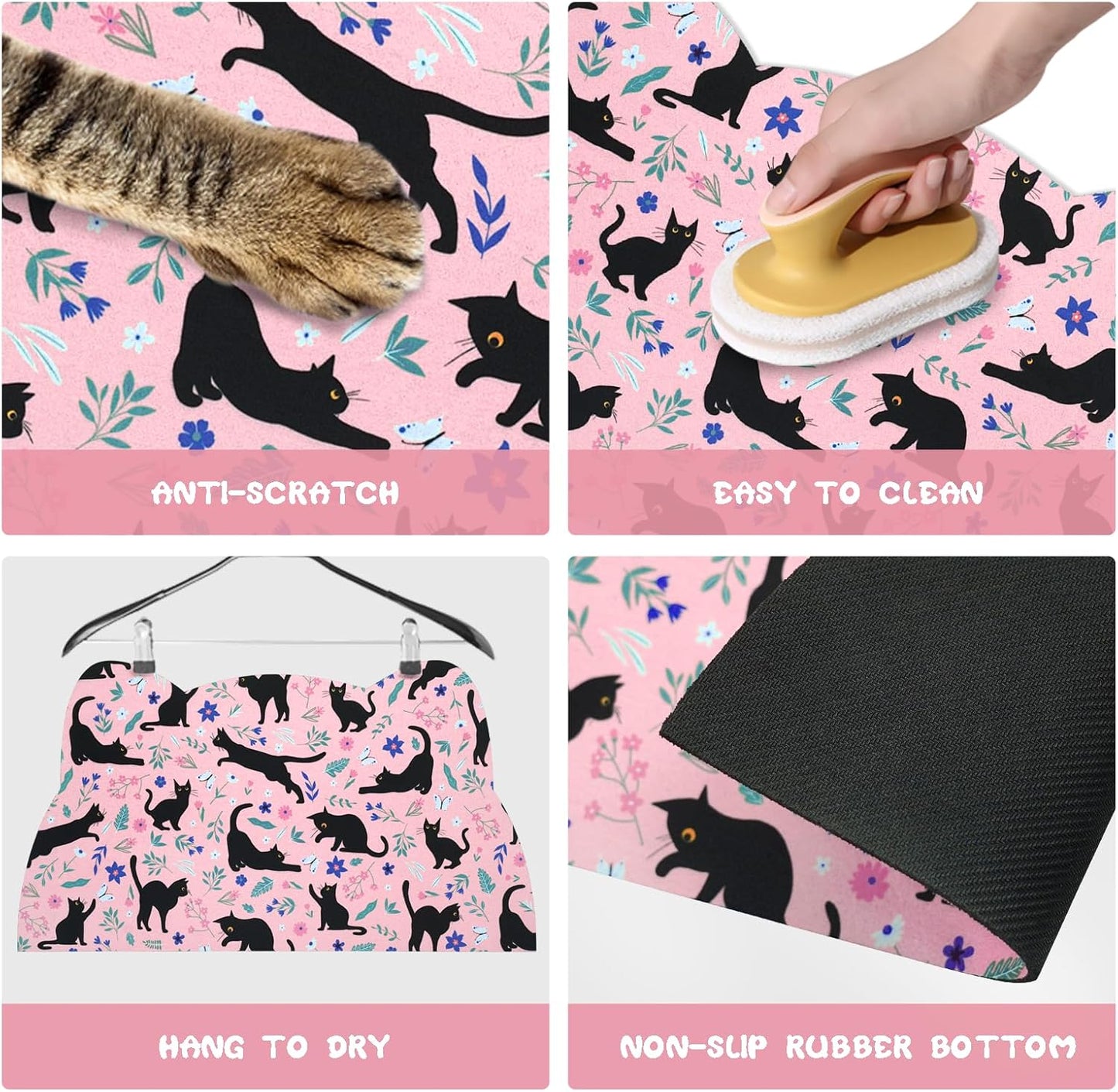 Cat Food Mats for Floor, Dog Water Bowl Mats Pet Feeding Absorbent Placemats for Food and Water Pink 23.6 * 13.7 inch