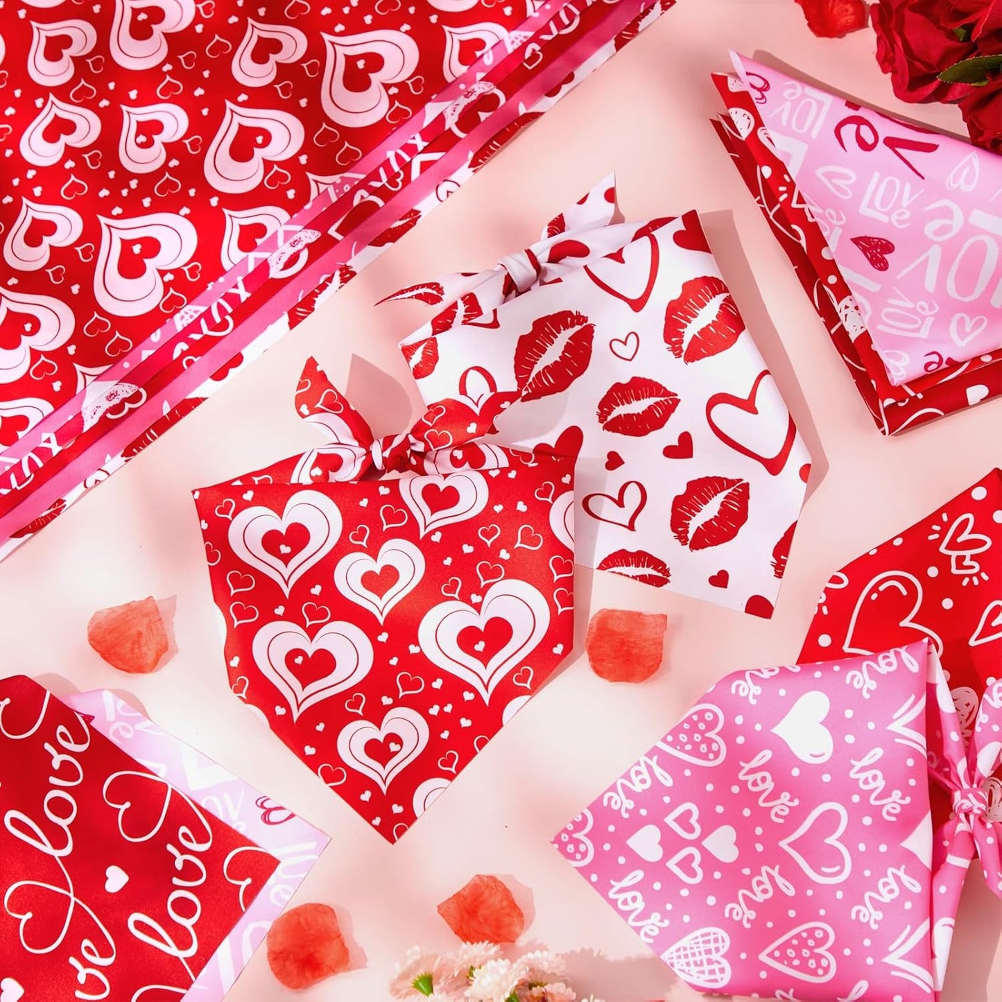 Weewooday 50 Pcs Dog Bandanas Bulk for Dogs Soft Bibs Adjustable Triangle pet Bandana for Small Medium Large Costume(Heart Pattern,31.5 x 21.7 x21.7 Inch)