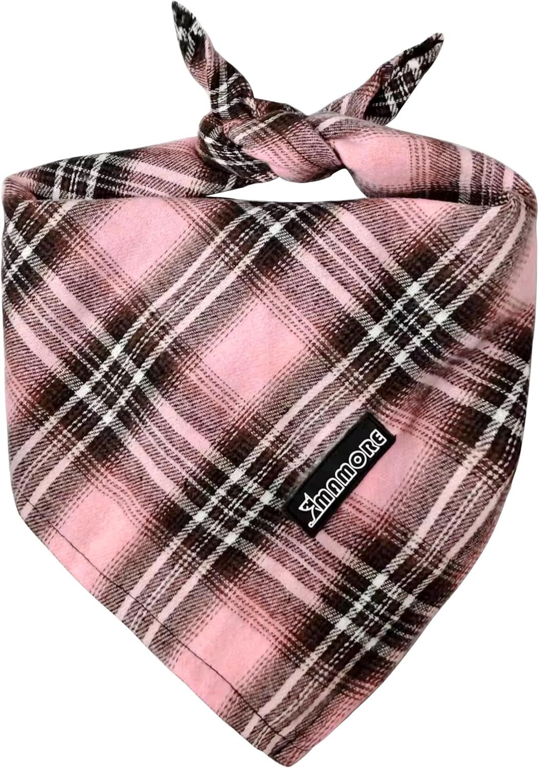 Adjustable Plaid Dog Bandanas,1PC Soft Washable Cotton Triangle Bib Kerchief Scarfs for Small Medium Large Dogs and Cats (Pink, Small)