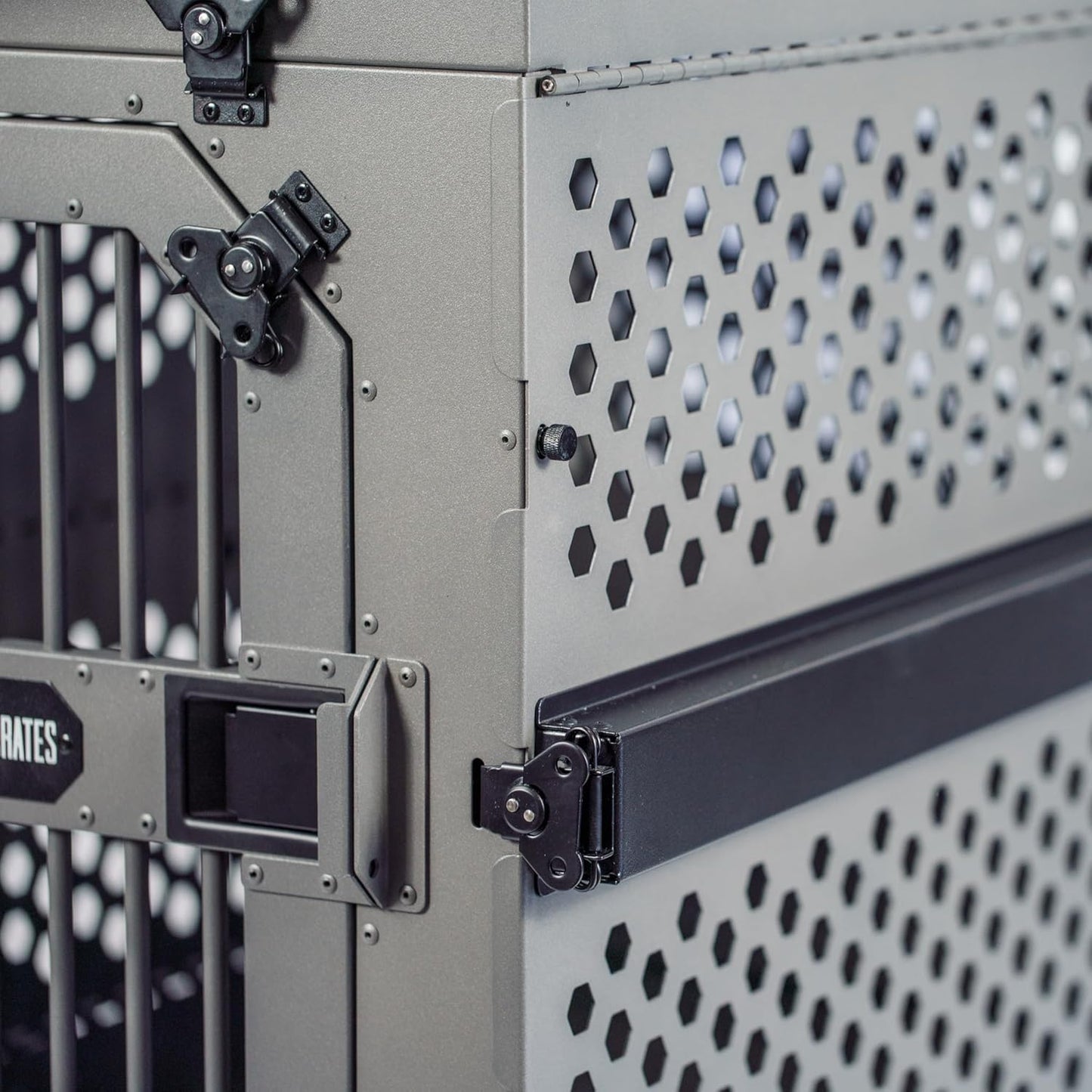 ROCK CREEK CRATES Collapsible Dog Crate: Meticulously Engineered, Durable Aluminum Construction, Non Slip Feet | 10 Year Warranty | Ideal for Indoor & Vehicle Use (White Snowfall, 30 Inch)