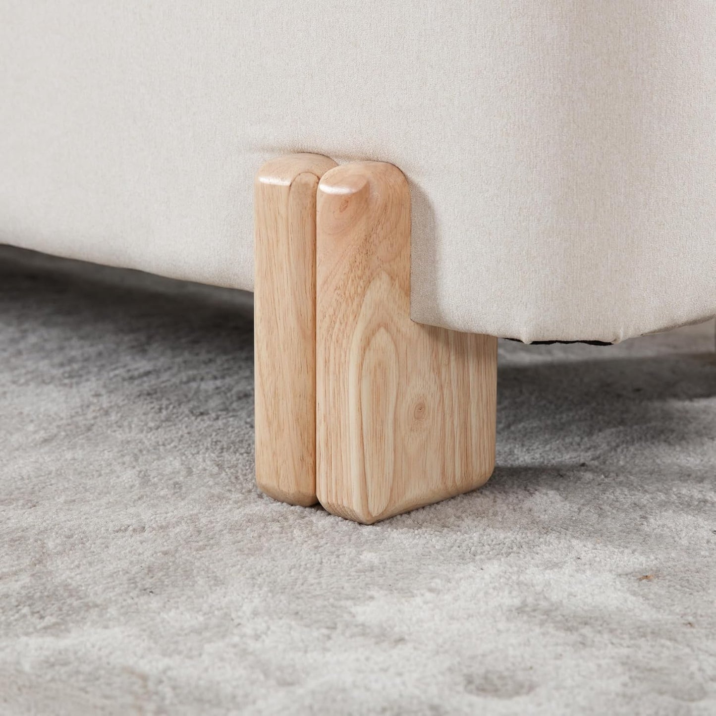 Wavy Ottoman Storage Bench Multi-Functional Narrow Entryway Bench Elegant End of Bed Bench with Storage and Safty Hinge for Living Room Entryway Hallway Bedroom Boutique, Beige