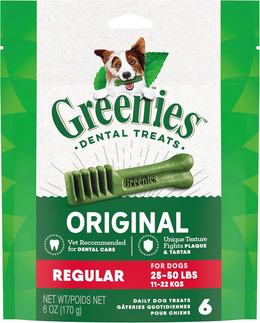 Greenies Original Regular Dental Dog Treats, 6 oz. Pack (6 Treats)