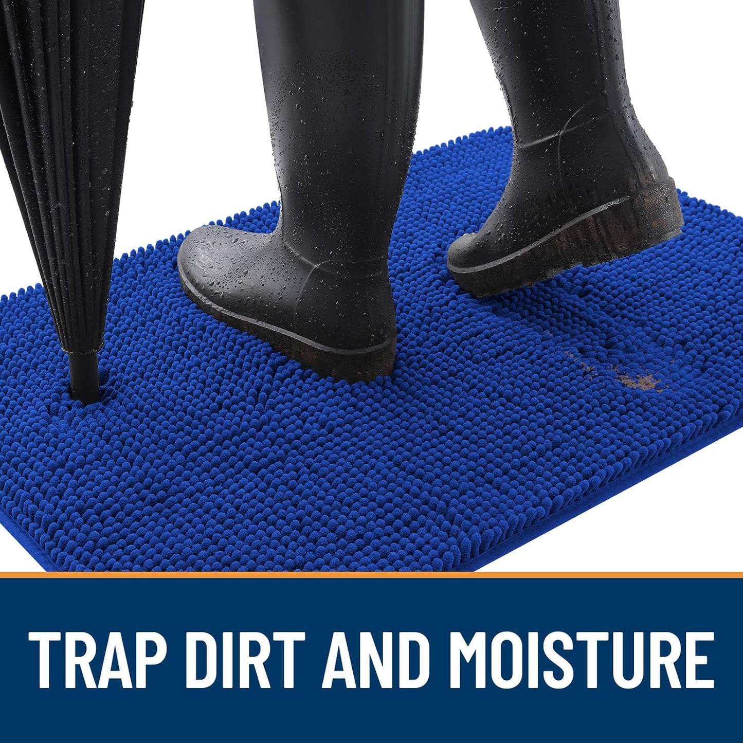 OLANLY Dog Door Mat for Muddy Paws 70x46, Absorbs Moisture and Dirt, Absorbent Non-Slip Washable Doormat, Quick Dry Chenille Mud Mat for Dogs, Entry Indoor Entryway Carpet for Inside Floor, Royal Blue