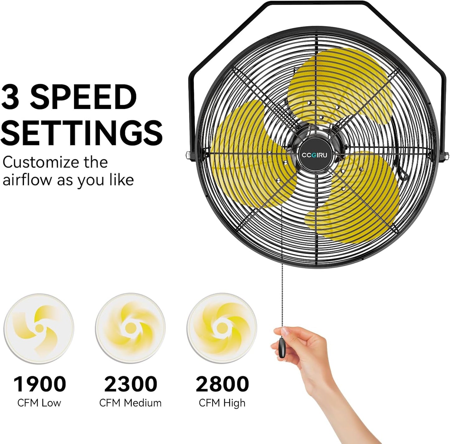 5400 CFM 20" Outdoor Wall Mount Fans with 2 Pack, High Velocity 3-Speed Waterproof Professional Outdoor Fan, Heavy Duty Industrial Wall Fan for Patio, Commercial, Gazebo, and Garage, UL Listed