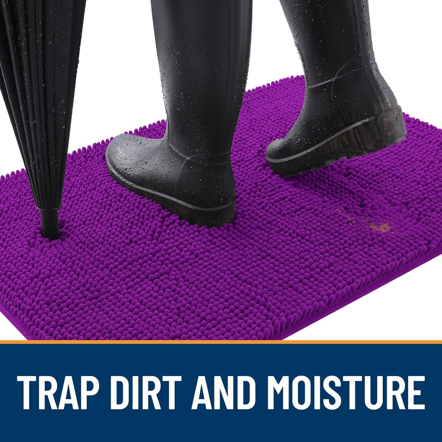 OLANLY Dog Door Mat for Muddy Paws 70x35, Absorbs Moisture and Dirt, Absorbent Non-Slip Washable Doormat, Quick Dry Chenille Mud Mat for Dogs, Entry Indoor Entryway Carpet for Inside Floor, Purple