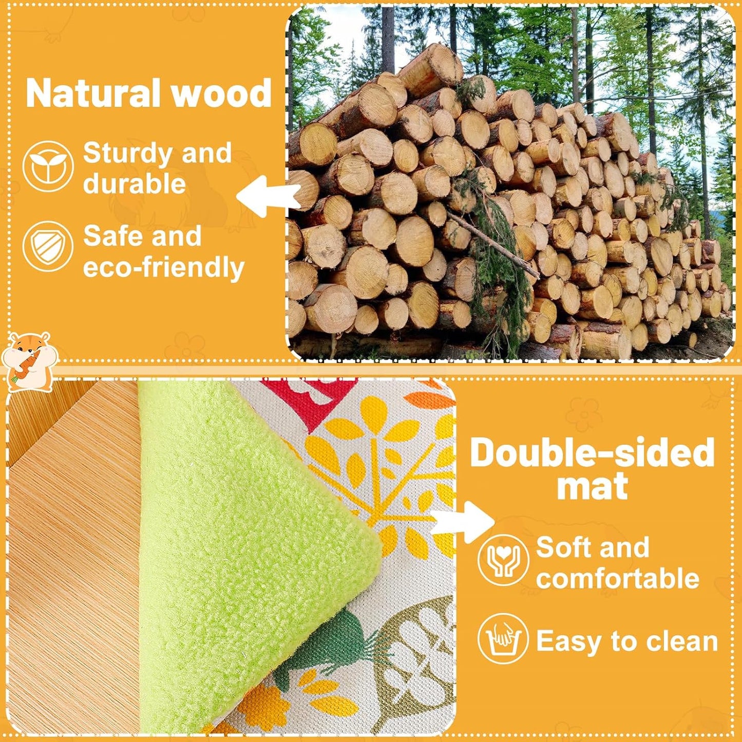 Upgraded Guinea Pig Castle, Sturdy Wooden Guinea Pig Hideout, Small Animal House Bed Hut Habitats with Stairs, Easy to Assemble for Hamsters Bunny Chinchillas Playing Hiding