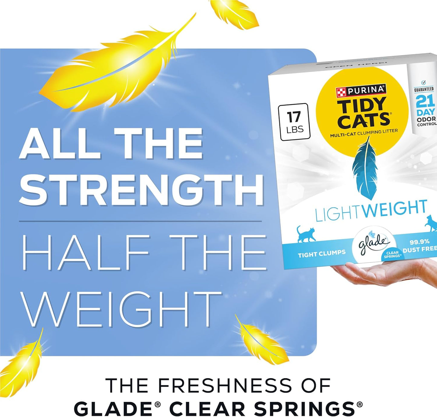 Purina Tidy Cats LightWeight With Glade Clear Springs Multi-Cat, Clumping, Low Dust, Scented Cat litter - 17 lb. Box
