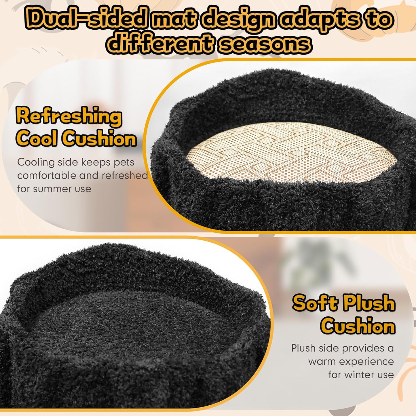 Luxury Cat Tree Tower for Indoor Cats,88.6" Tall Cat Tree,Multi-Level Furniture Activity Center with Scratching Posts Stand House Condo Funny Toys Kittens Pet Play House, Black