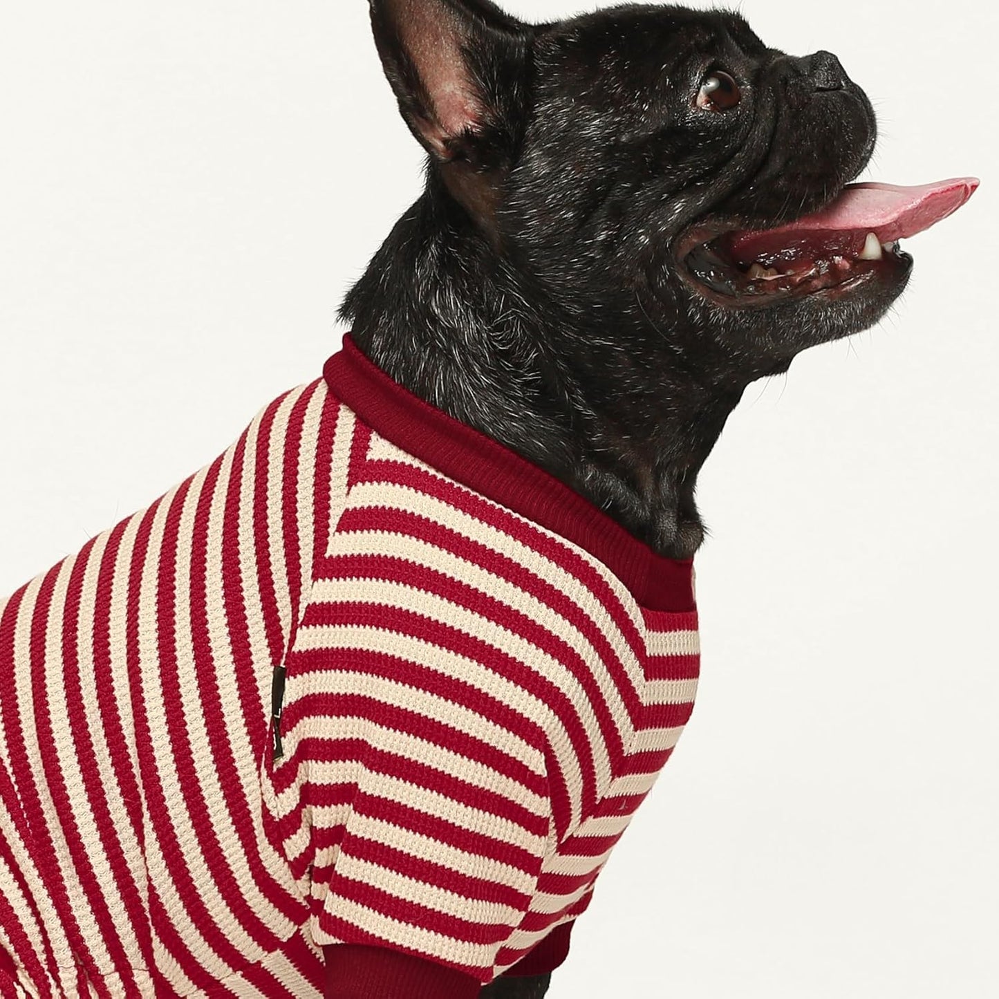 Fitwarm Red and White Striped Dog Pajamas, Waffle Dog Clothes for Small Dogs Girl Boy, Puppy Onesie with Feet, Pet Christmas Outfit, XS