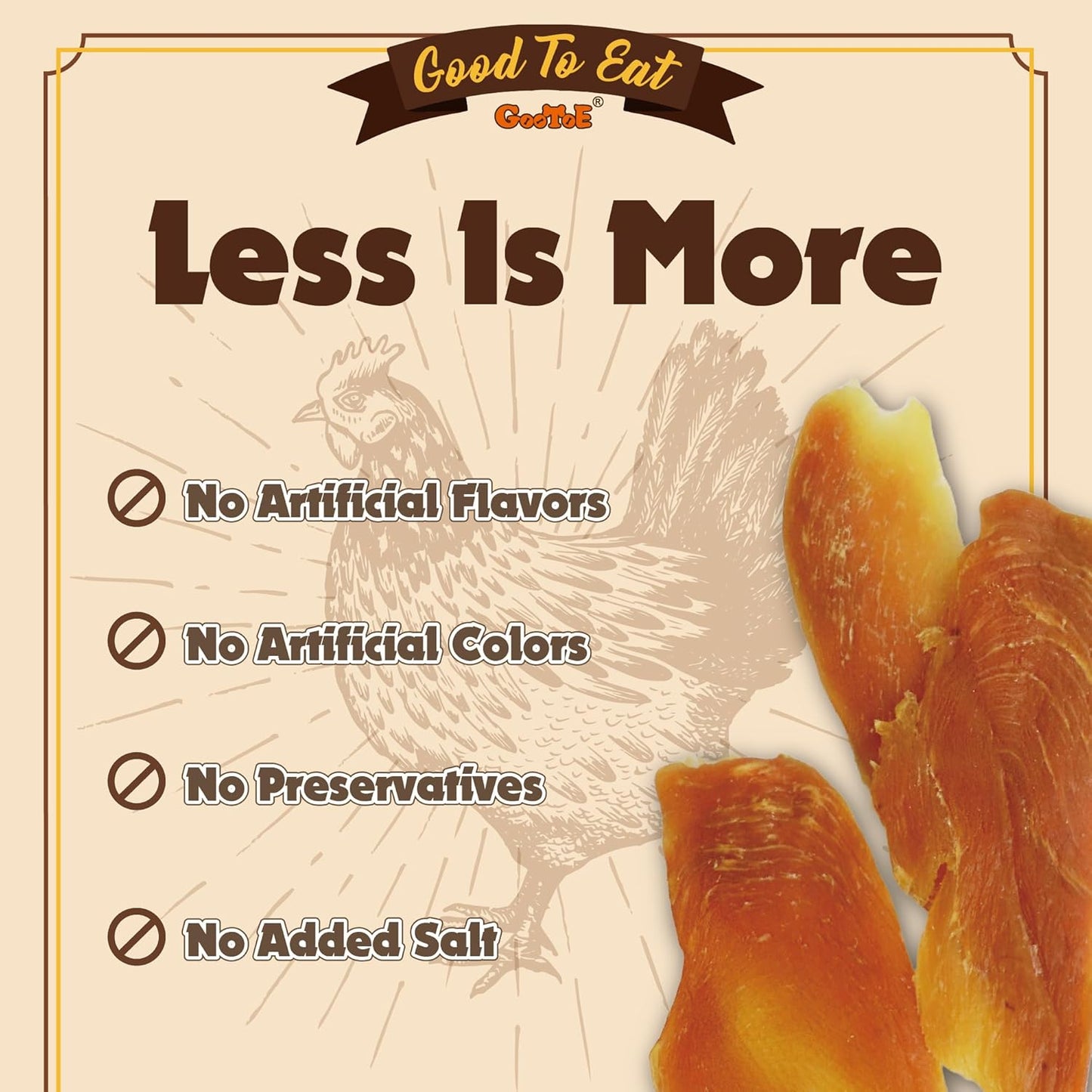 Gootoe Chicken Breast Jerky Dog Treats 1 lb, All Natural, Grain-Free, High-Protein, Low Fat, Healthy & Easily Digestible