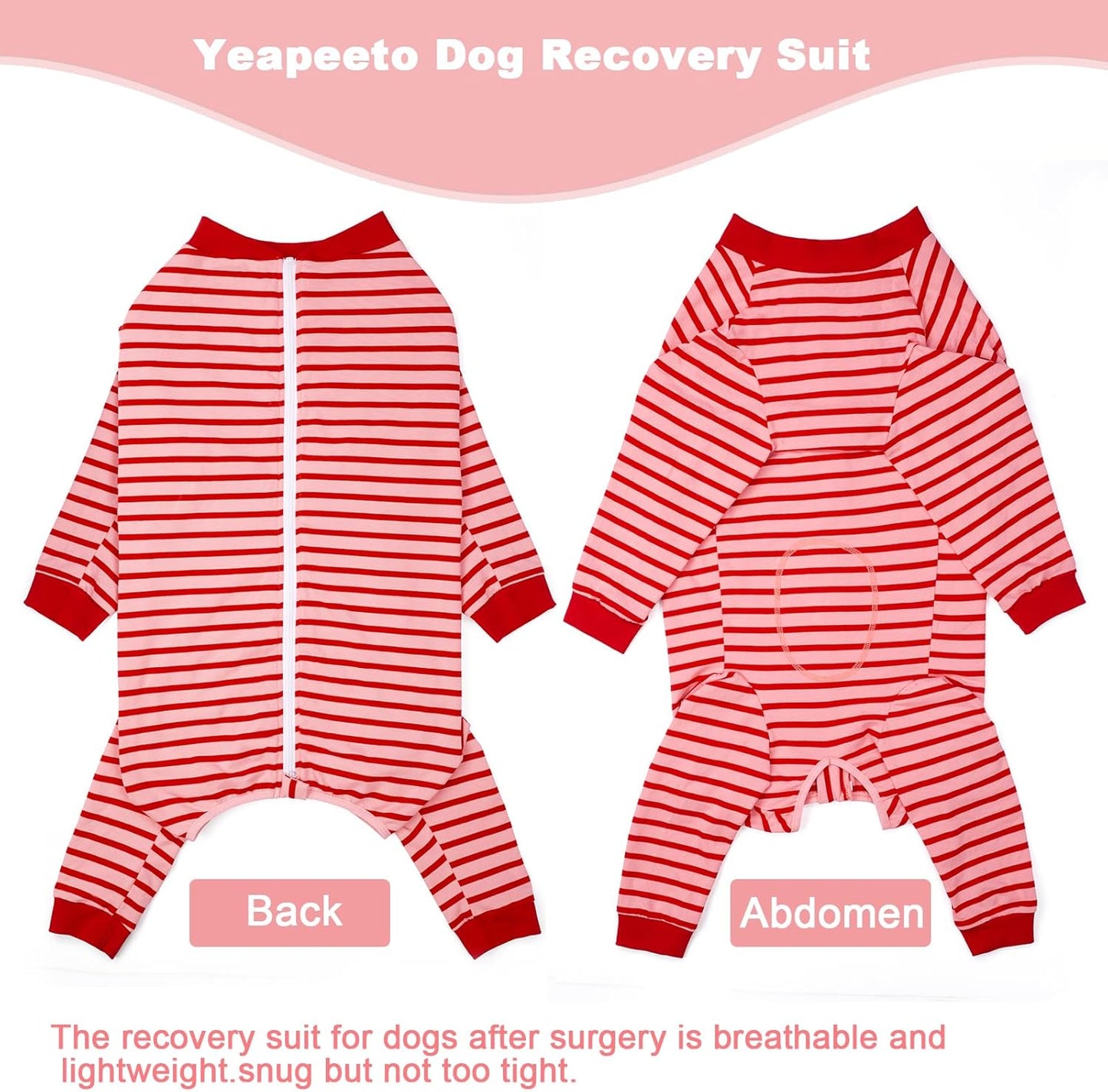 Yeapeeto Dog Onesie Surgery Recovery Suit for Large Medium Bodysuit Dogs Pajamas PJS Full Body for Shedding, Prevent Licking, Wound Protection, Cone Alternative… (Red Pink, 2XL)