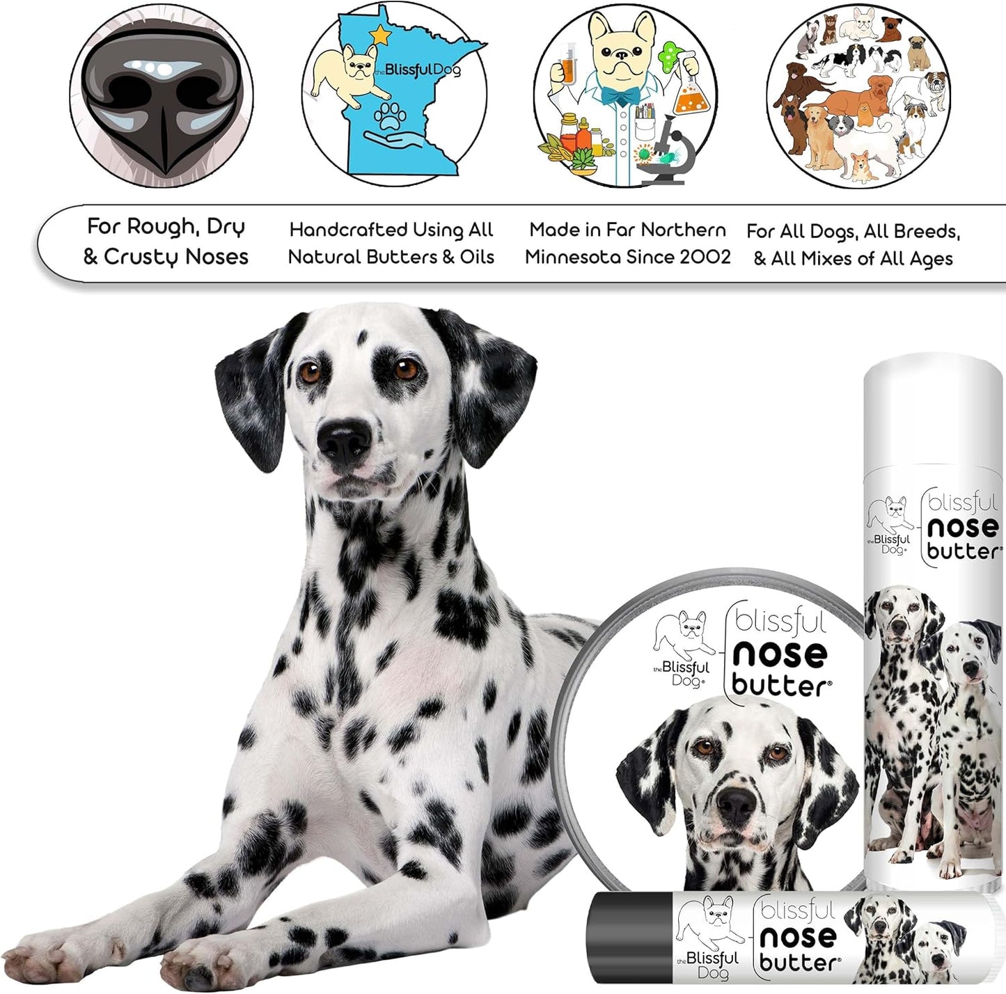 The Blissful Dog Dalmatian Unscented Nose Butter, 1-Ounce