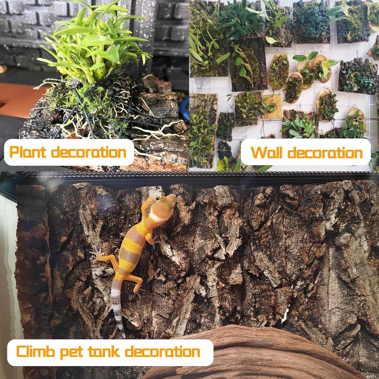 4PCS Cork Terrarium Background 15.7x11.8in Natural Cork Large Bark Climbing Mat Habitat Decoration Chameleons, Lizards, Turtles Glass Jar Decoration