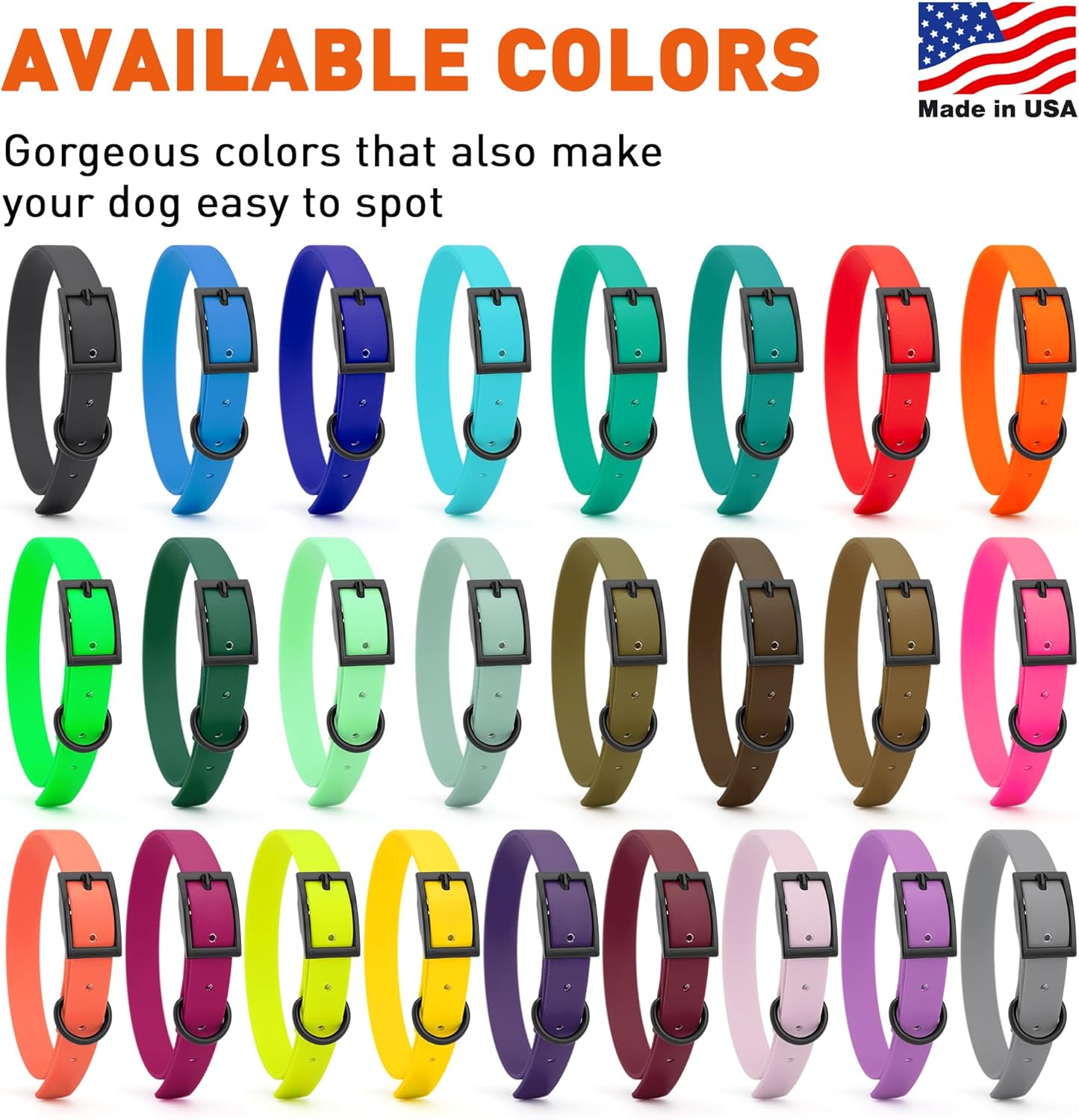 Dogline Biothane Waterproof Dog Collar Strong Coated Nylon Webbing with Black Hardware Odor- Proof for Easy Care Easy to Clean High Performance Fits Small Medium or Large Dogs, Passionfruit Pink