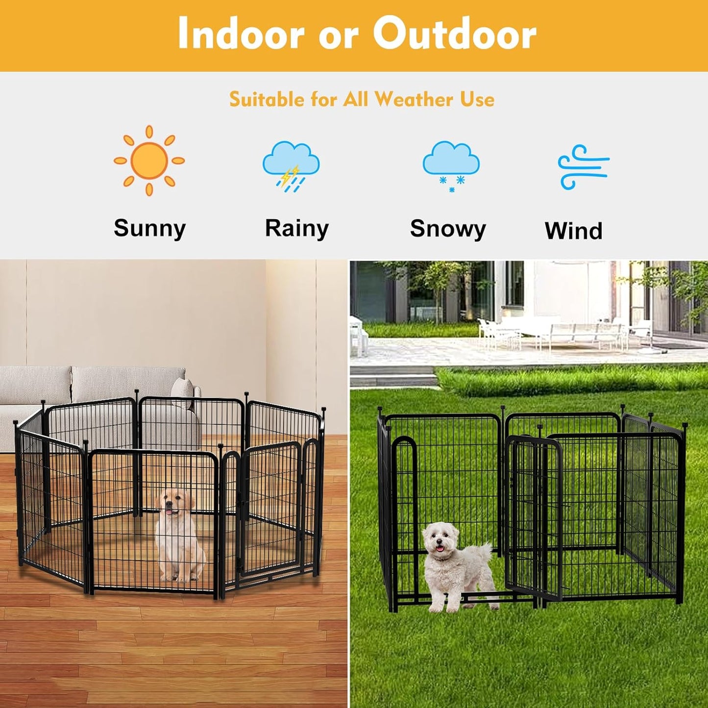Garden Fencing 36 Inch High, 4 Panels Total 8.9 Ft(L) Dog Fencing Outdoor for Yard, 4 One-Sided Plate, No Door, Anti Dig Fence Barrier, Dog Pen, Rabbit Fence, Garden Fences and Borders