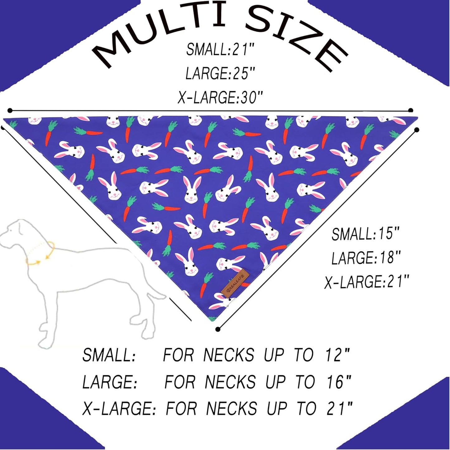 Realeaf Easter Dog Bandanas 2 Pack, Triangle Reversible Pet Scarf for Boy and Girl, Premium Durable Fabric, Holiday Bandana for Small Medium Large and Extra Large Dogs (Large)