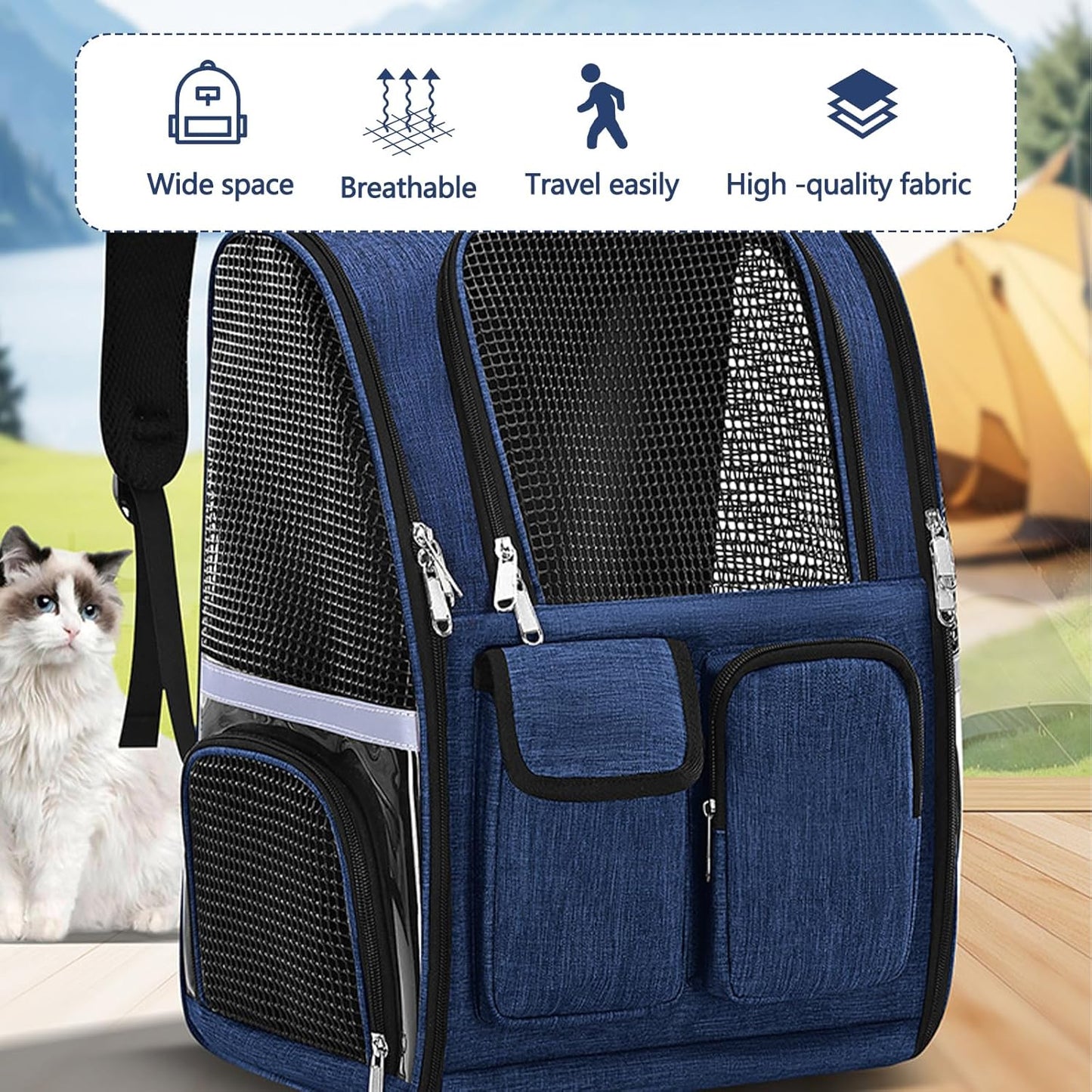 Pet Backpack, Airline Approved Dog Backpack, Cat Bag for Travel Hiking Bike Riding Walking Outdoor, Cat Backpack with Breathable Mesh(Pink)