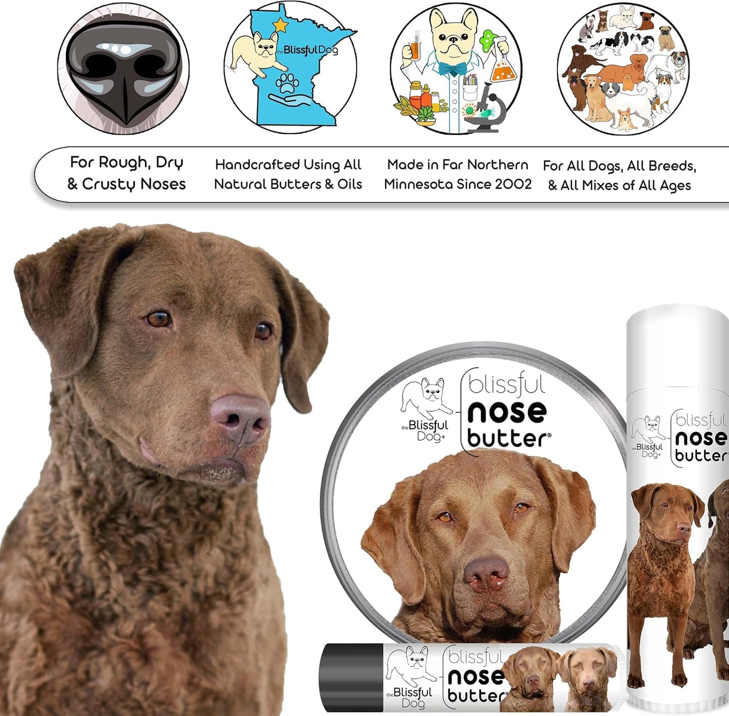 The Blissful Dog Chesapeake Bay Retriever Unscented Nose Butter, 2-Ounce
