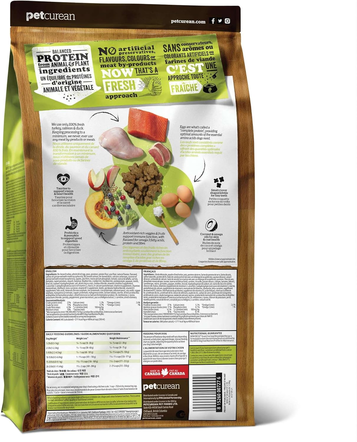 Now Fresh Grain-Free Small Breed Dry Dog Food with Turkey, Salmon & Duck, Healthy Kibble for Adults Made with Real Meat & Fish, Chicken-Free Recipe, Pumpkin & Probiotics for Good Digestion, 12 lb Bag