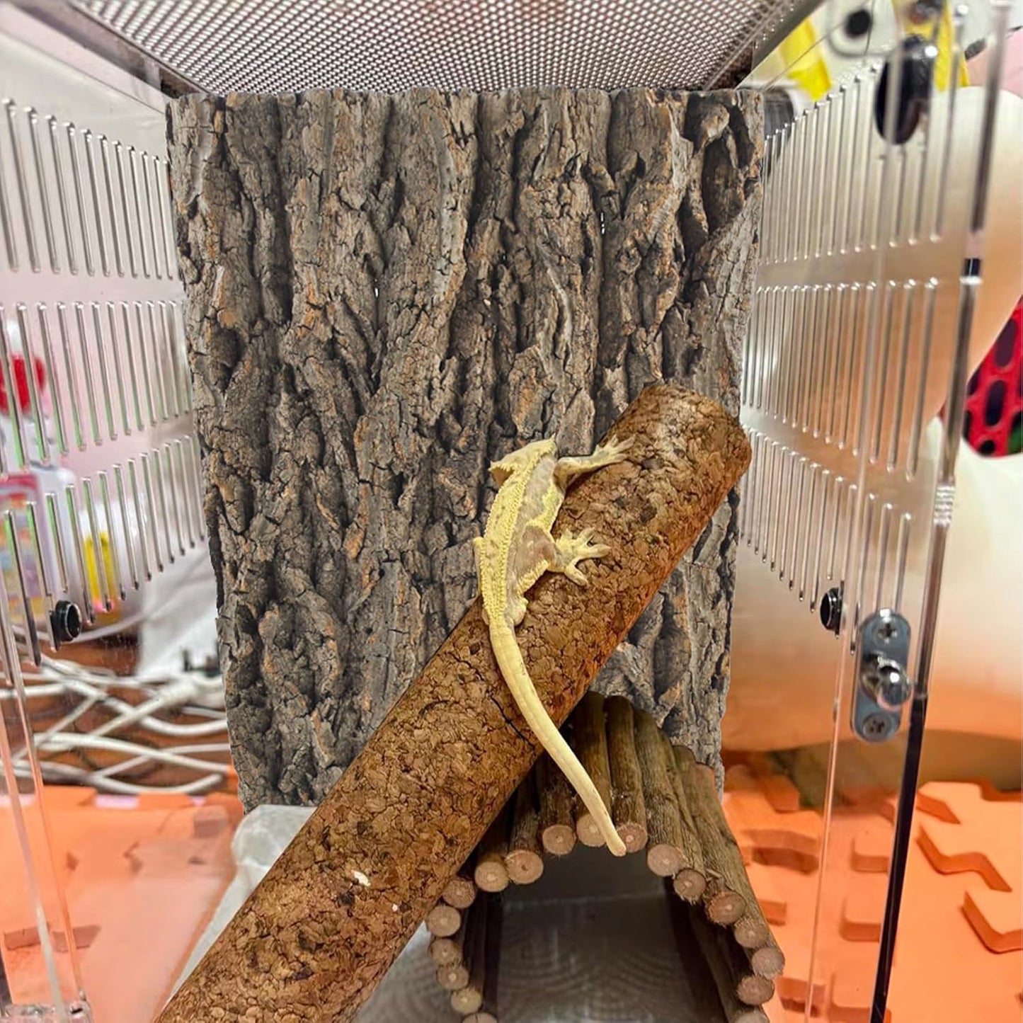 2PCS Reptile Cork Bark Background,15.74 x 11.81 Inch Natural Cork Wood Terrarium Background Bearded Dragon Tank Bark Backdrop Wall Decor for Lizard Gecko Chameleon Tortoise Snake Spider Frog