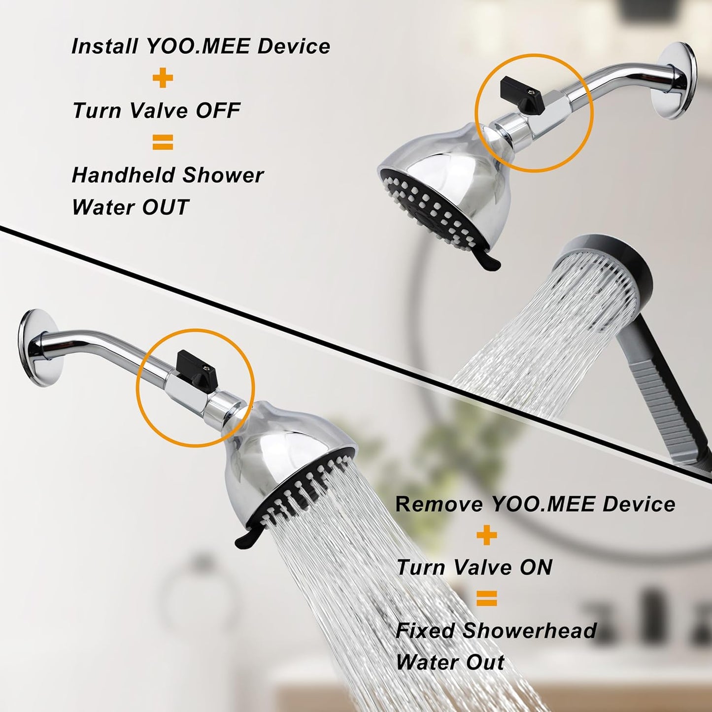 Pets Shower Attachment, Quick Connect on Tub Spout w/Front Diverter, Ideal for Washing Pets and Cleaning Tub, Portable and Convenience