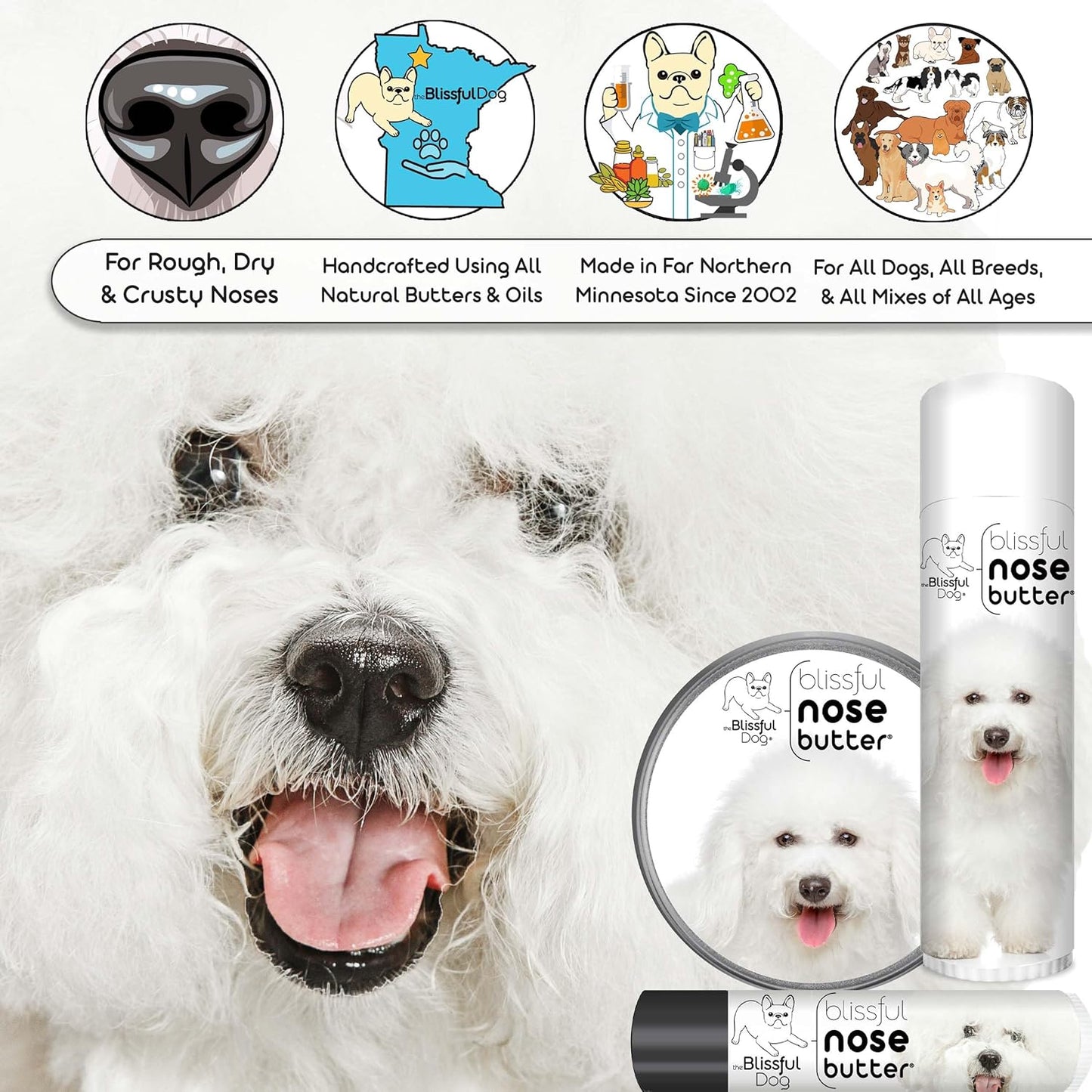 The Blissful Dog Bichon Frise Unscented Nose Butter, 0.15-Ounce