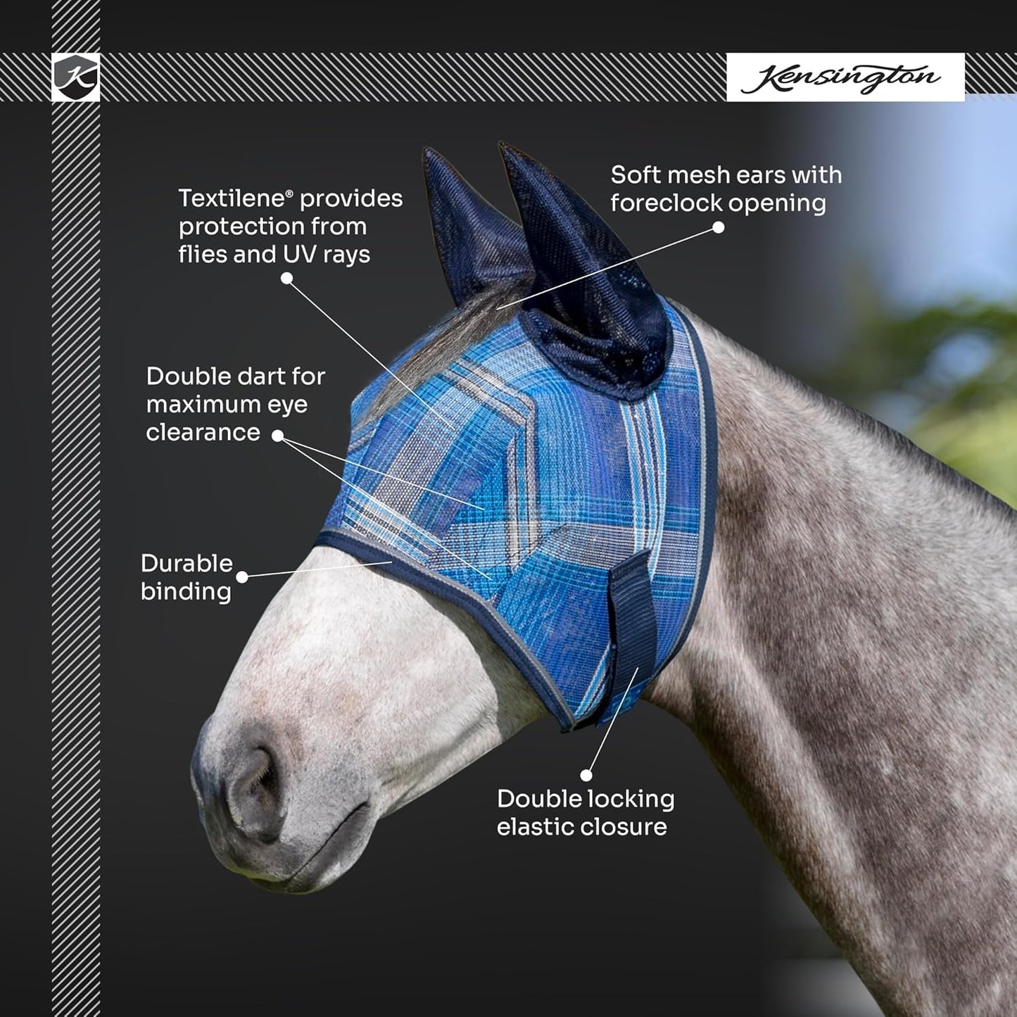 Kensington Signature Fly Mask w/Web Trim, Soft Mesh Ears & Forelock Opening Size: M-Small Horse Color: 2017 - Lavender Mint