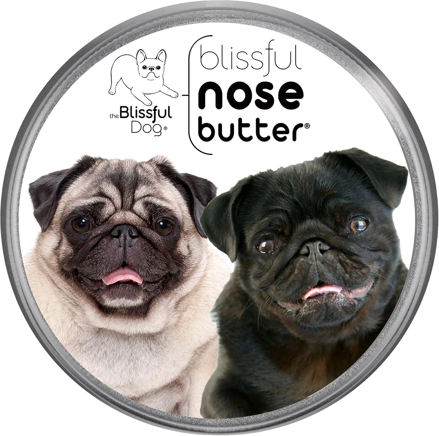 The Blissful Dog Pug Duo Unscented Nose Butter - Dog Nose Butter, 16 Ounce