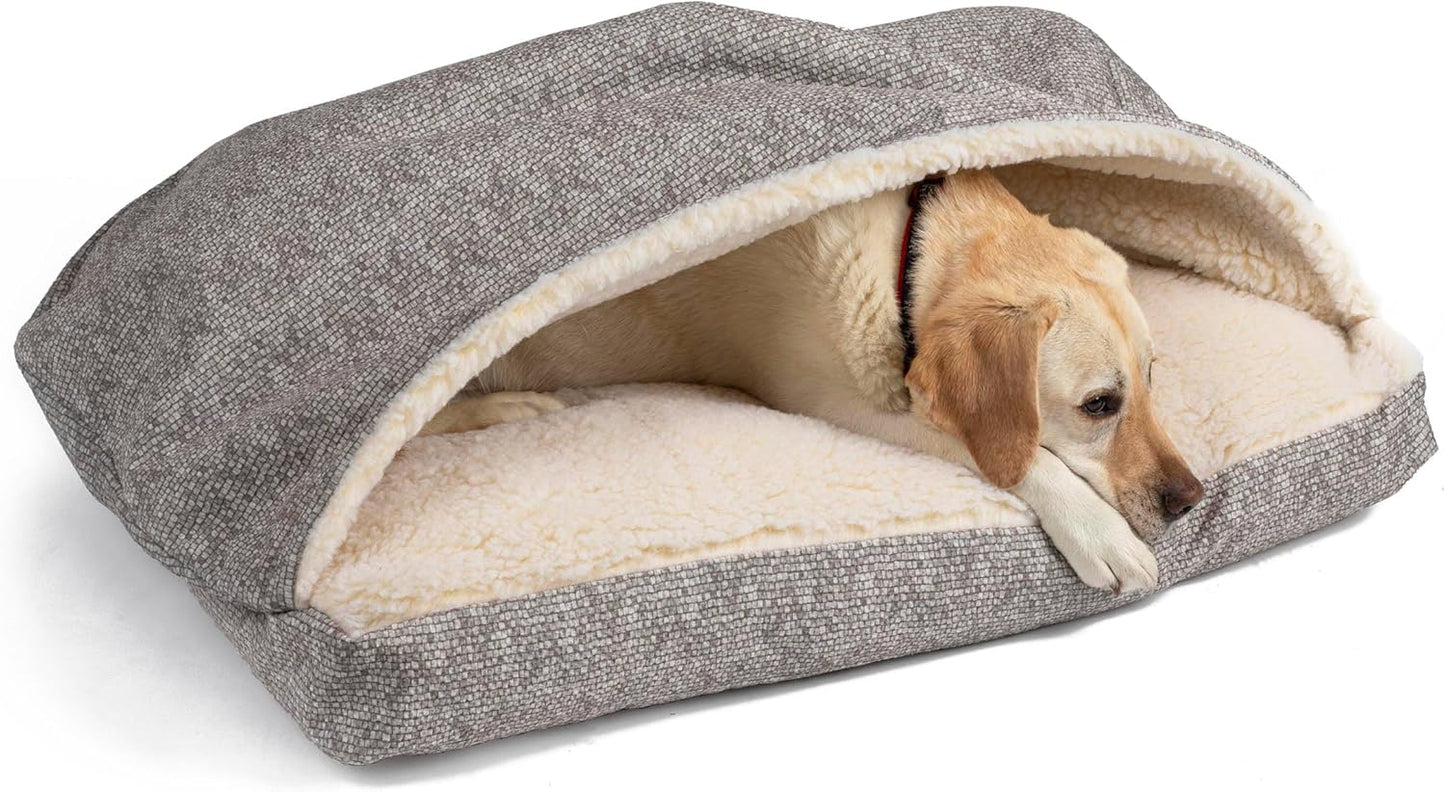 Snoozer Pet Products Luxury Rectangle Cozy Cave Dog Bed with Microsuede, Showdog Collection, Medium, Merlin Linen