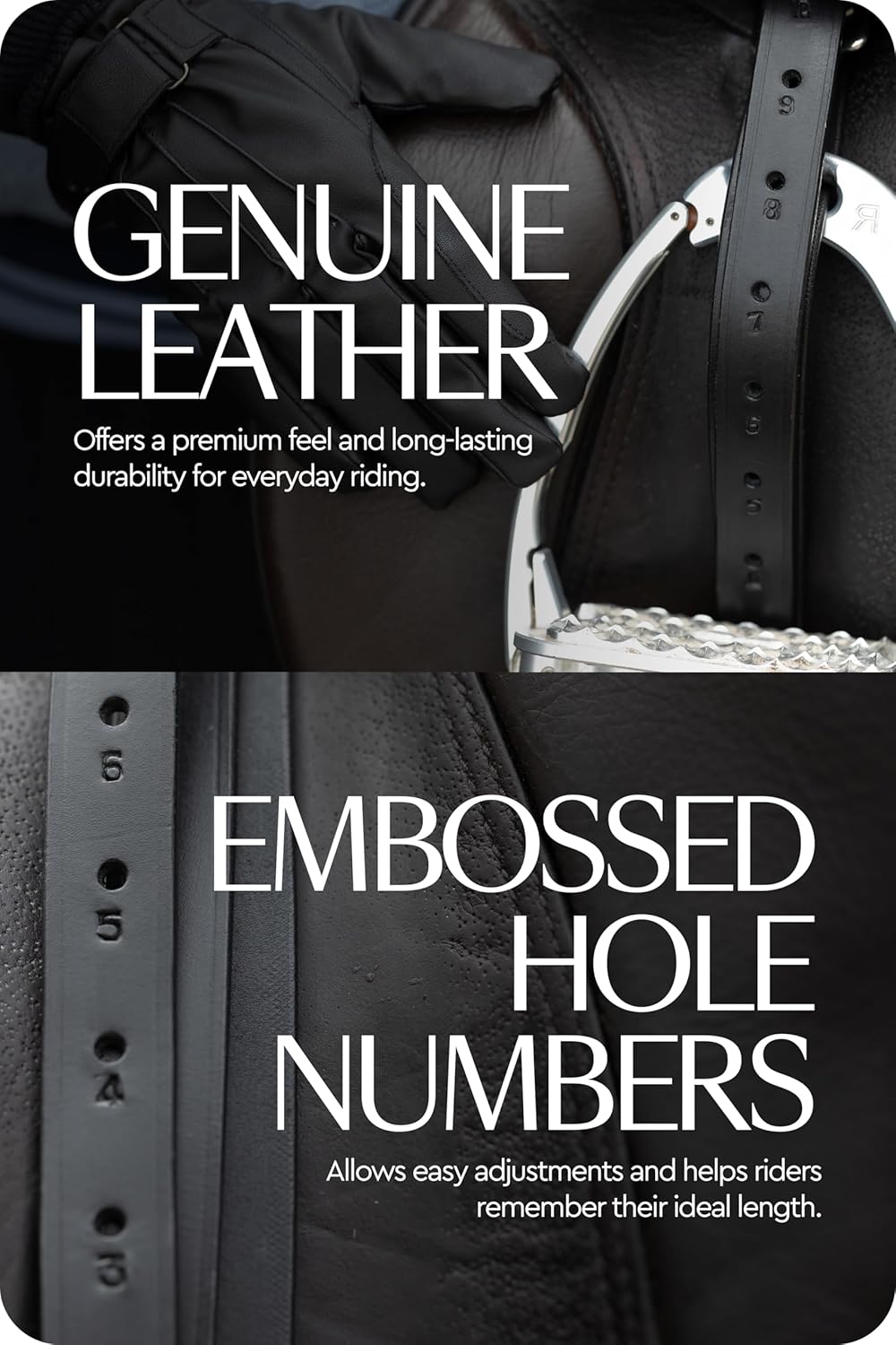 HORZE Genuine Leather English Riding Stirrup Leathers Pair | Adult Sizes