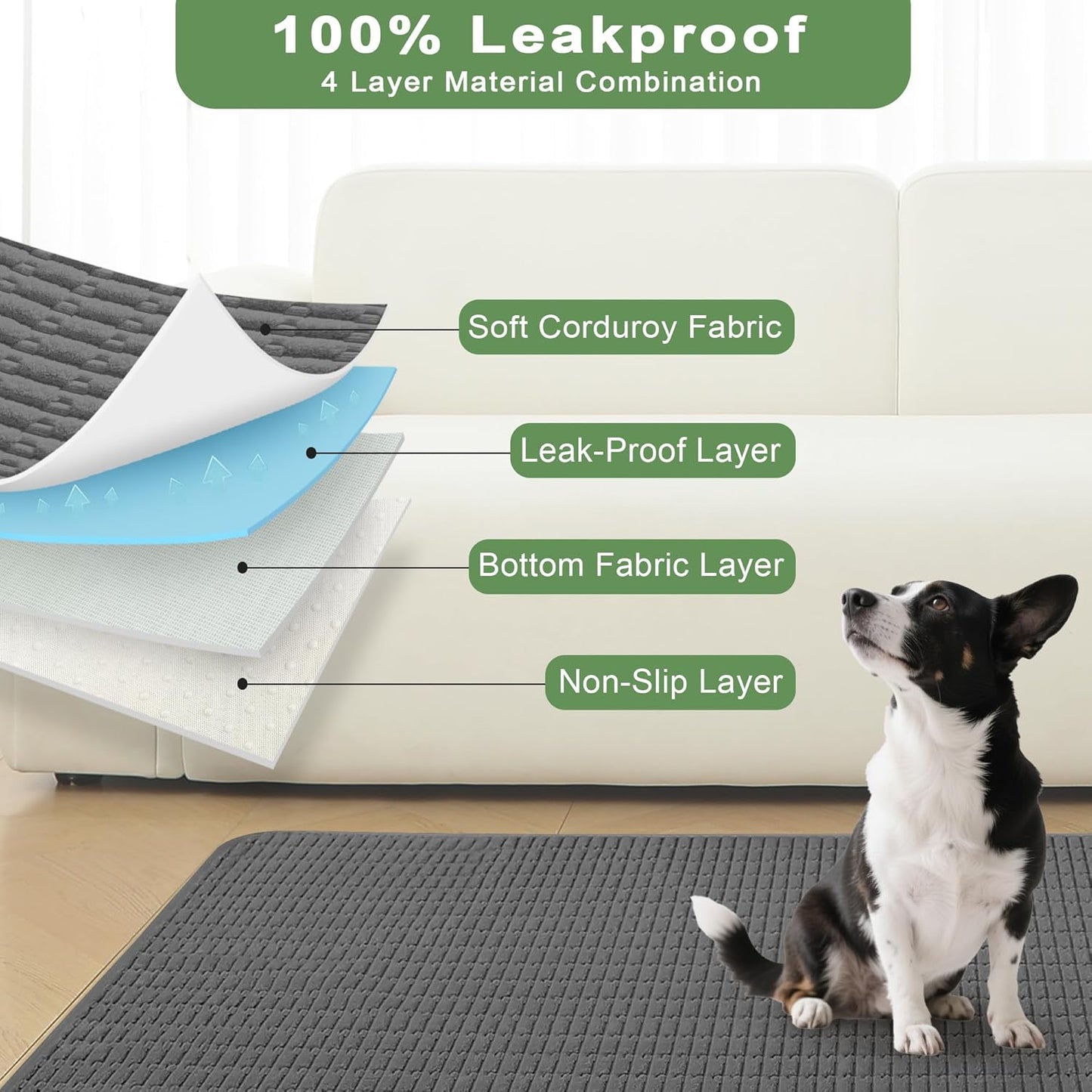 Washable Pee Pads for Dogs, 2 Pack Reusable Puppy Pads Dog Pads, Non-Slip Dog Pee Pads, Leakproof Pet Pee Pads Wee Wee Pads for Dogs. (Dark Grey, 40"x40"(Pack of 2))