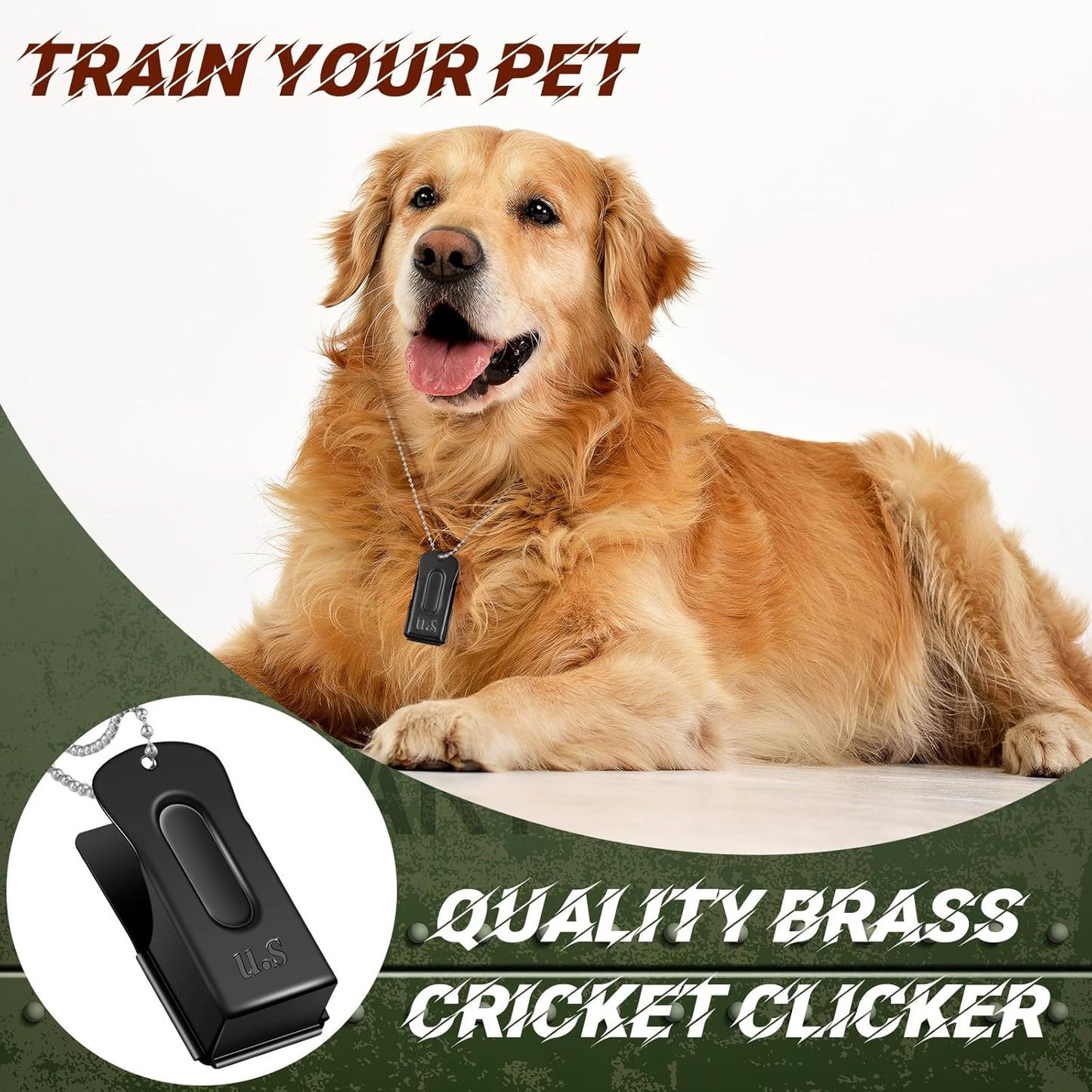 Jenaai 3 Pieces Brass Pet Training Clicker Dog Necklace Signaling Cricket Clicker Training for Puppy Dogs Cat(Black)