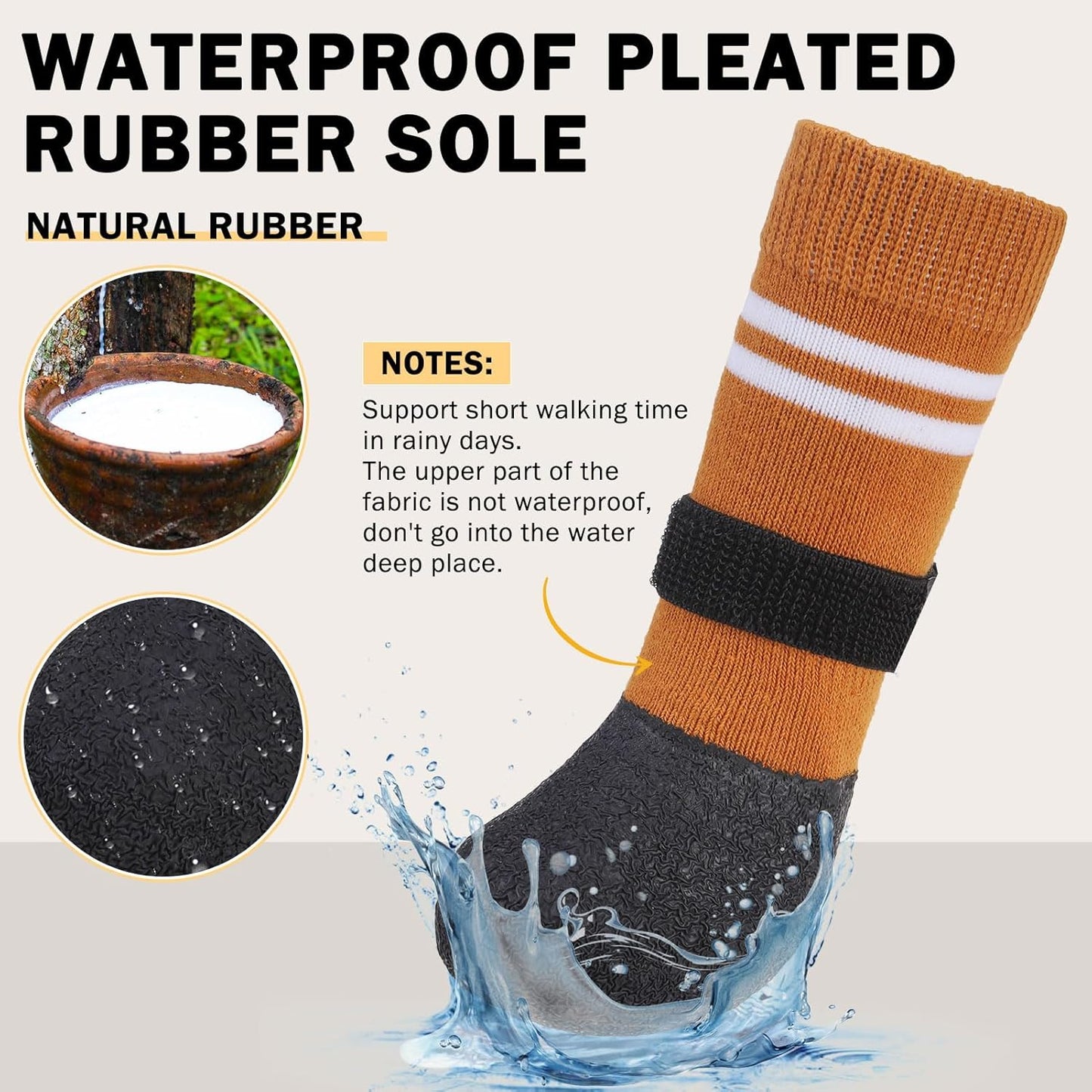 SCENEREAL Anti Slip Dog Boots & Paw Protectors for Hardwood Floor, Extended Dog Socks to Prevent Licking Paws, Waterproof Pet Snow Rain Shoe for Winter Large Senior Dogs, Khaki XL