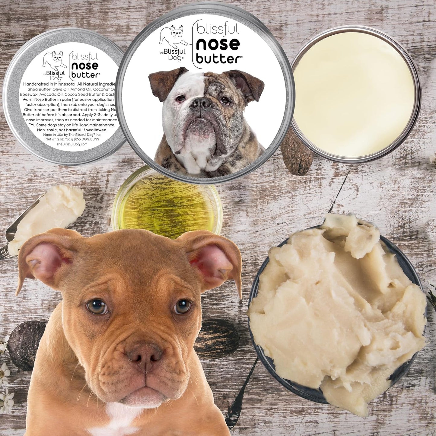 The Blissful Dog Olde English Bulldogge Unscented Nose Butter - Dog Nose Butter, 16 Ounce