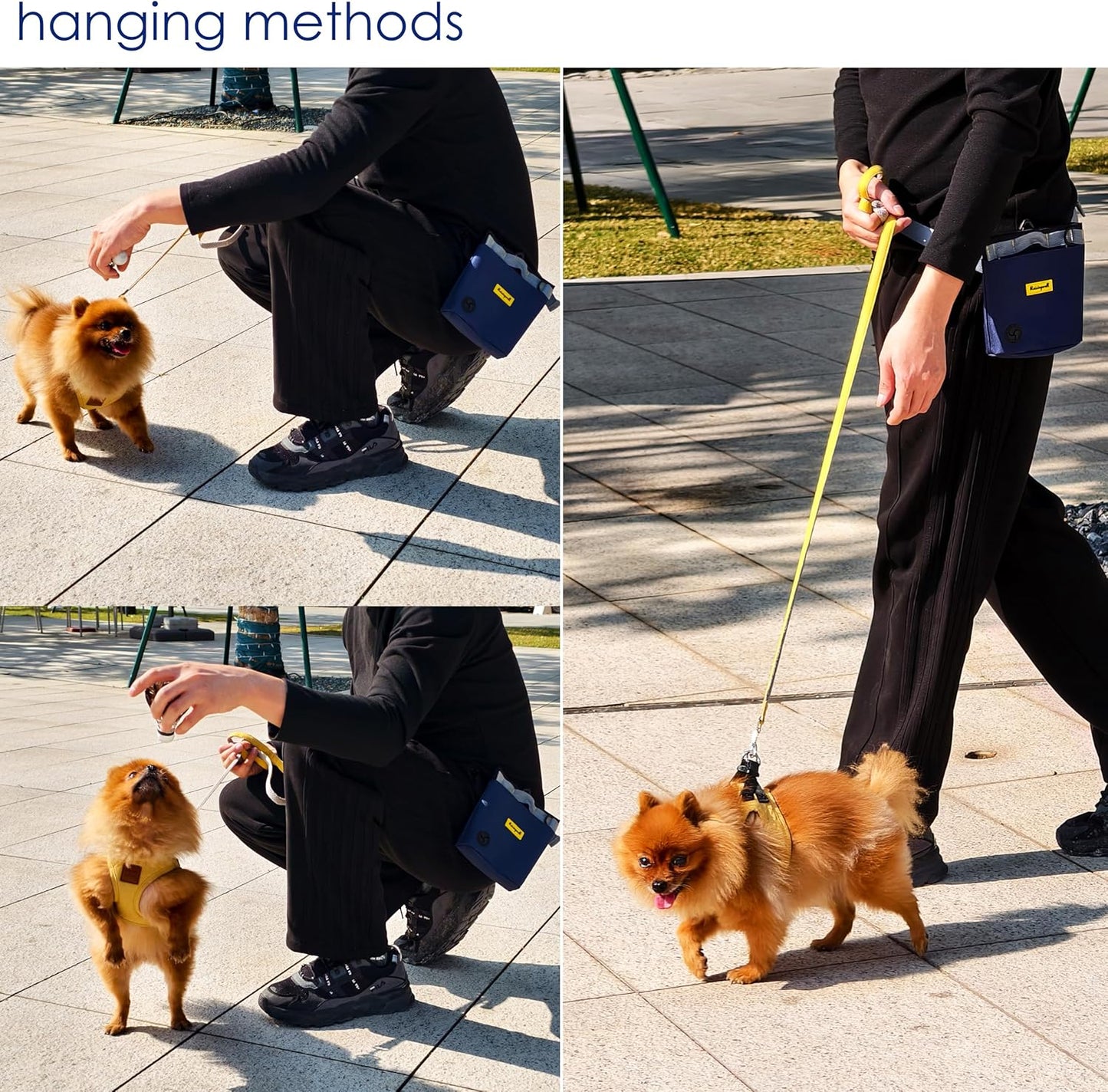 Dog Treat Pouch for Pet Walking and Training with Clicker 2 Cup Silicone Bag Small Fanny Pack Holder for Puppy Snack Dispenser Kit for Leash and Outdoor Use (Blue)