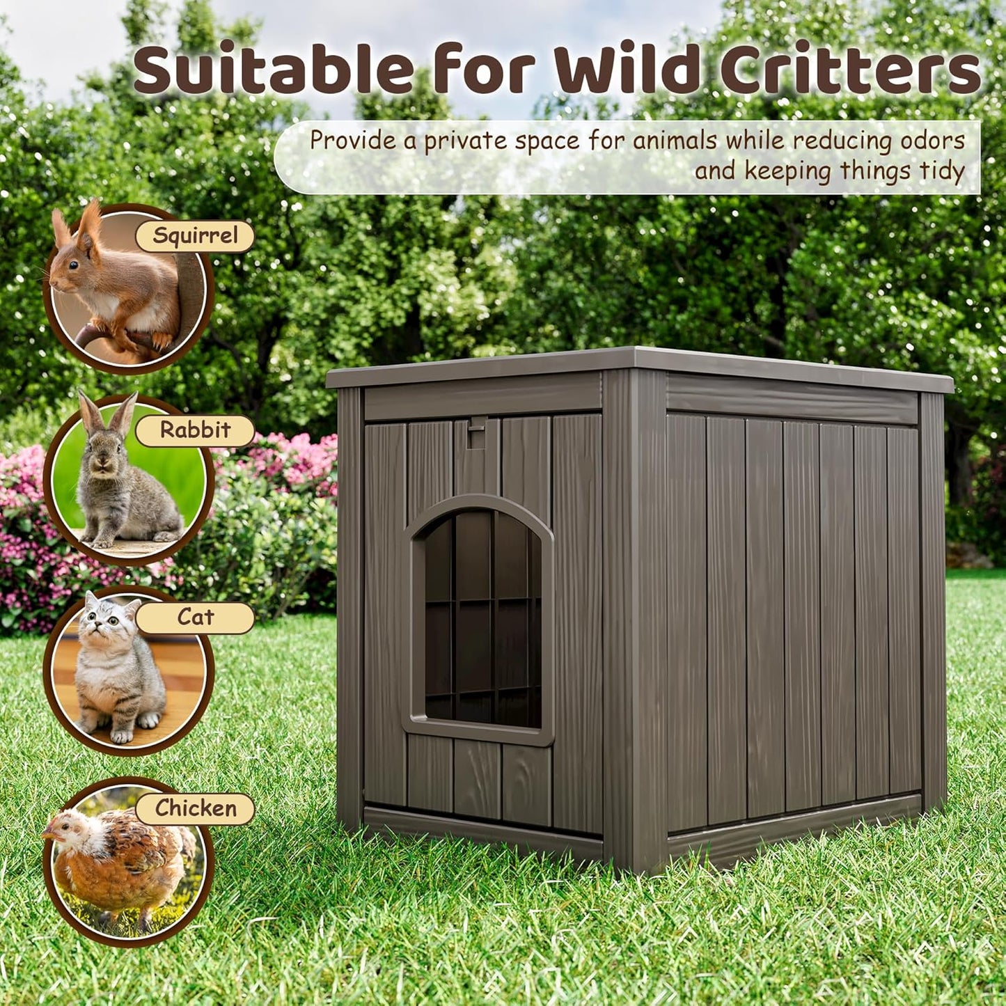 Outdoor & Indoor Dog House for Weatherproof and Stylish Furniture, Insulated Dog House Outdoor, Multi - Use for Small and Medium Dogs (Grey, 22.8" L × 17.7" W × 21.7" H)