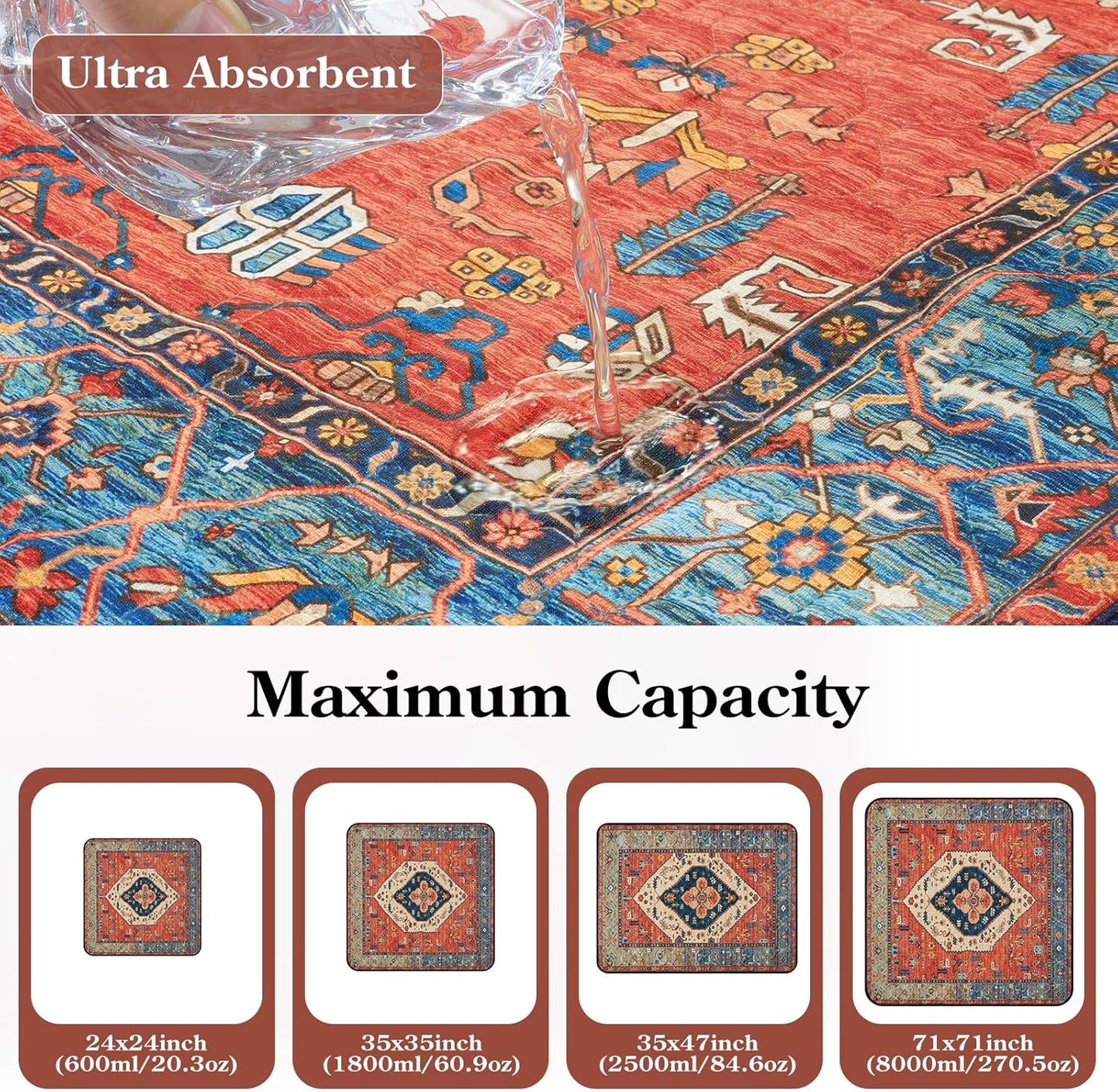 HAOCOO Washable Pee Pads for Dogs, (2 Pack) 3Ft x 3Ft Reusable Puppy Training Pads Super Absorbent Waterproof Whelping Pads,Dark Red Non-Slip Leakproof Potty Pads for Pet Housebreaking