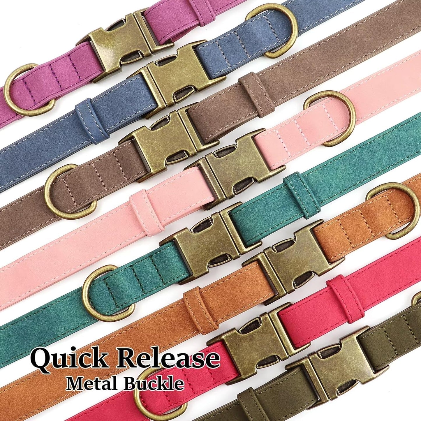 Didog Soft PU Leather Dog Collar, Stylish Quick Released Dog Collars for Medium Dogs, Easy Clean Adjustable Pet Collar for Daily Walking, Purple, M Fit 13-21" Neck