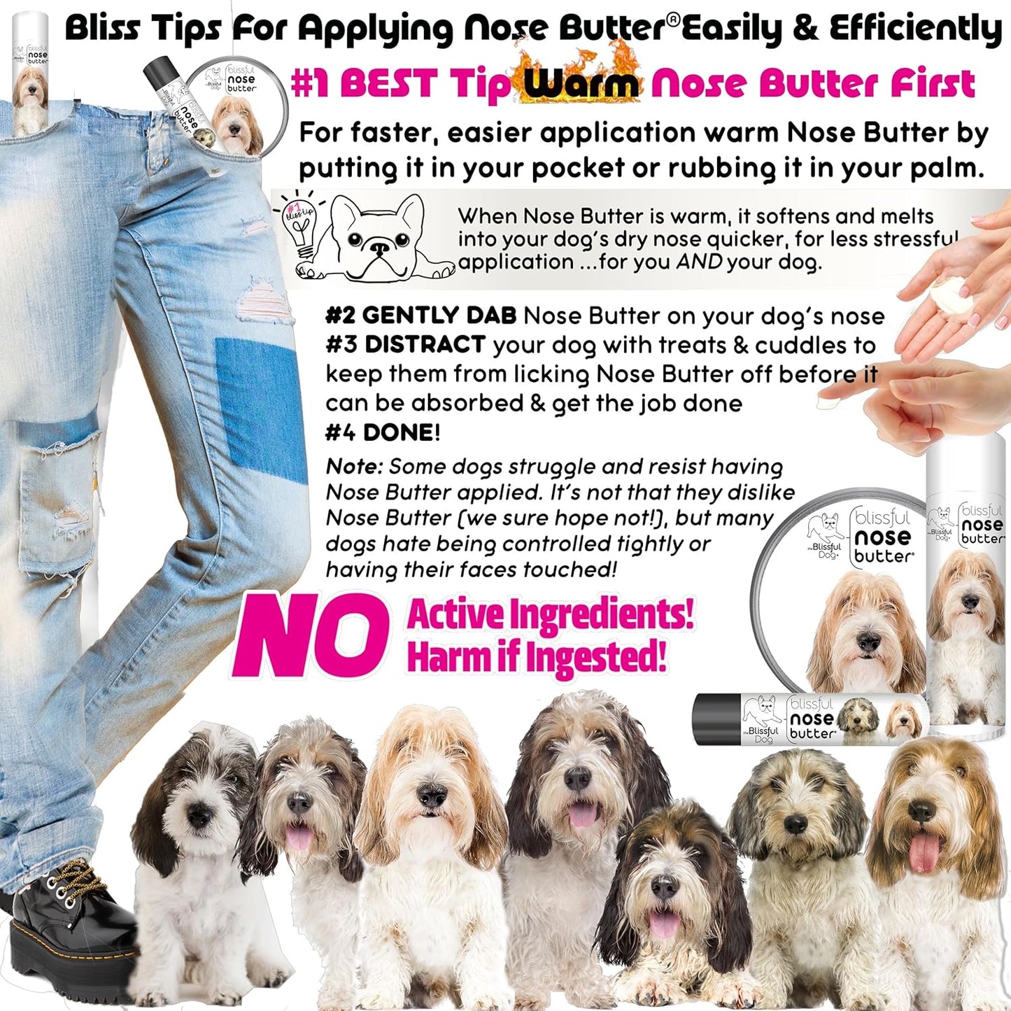 The Blissful Dog Petit Basset Griffon Unscented Nose Butter - Dog Nose Butter, 0.50 Ounce