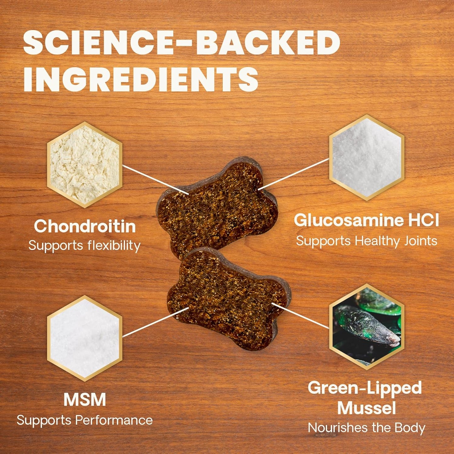 VetriScience Ultimate Strength Healthy Hip & Joint Chews, GlycoFlex Glucosamine, Chondroitin and Green-Lipped Mussel Joint Support Supplement for Dogs, Soothe Joint Discomfort, Duck, 120 Count