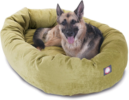 Majestic Pet 52 Inch Micro Velvet Calming Dog Bed Washable 52x35x11 (inch) – Cozy Soft Round Donut Dog Bed with Spine for Head Support -Pet Bed X- Large – Apple (2025)