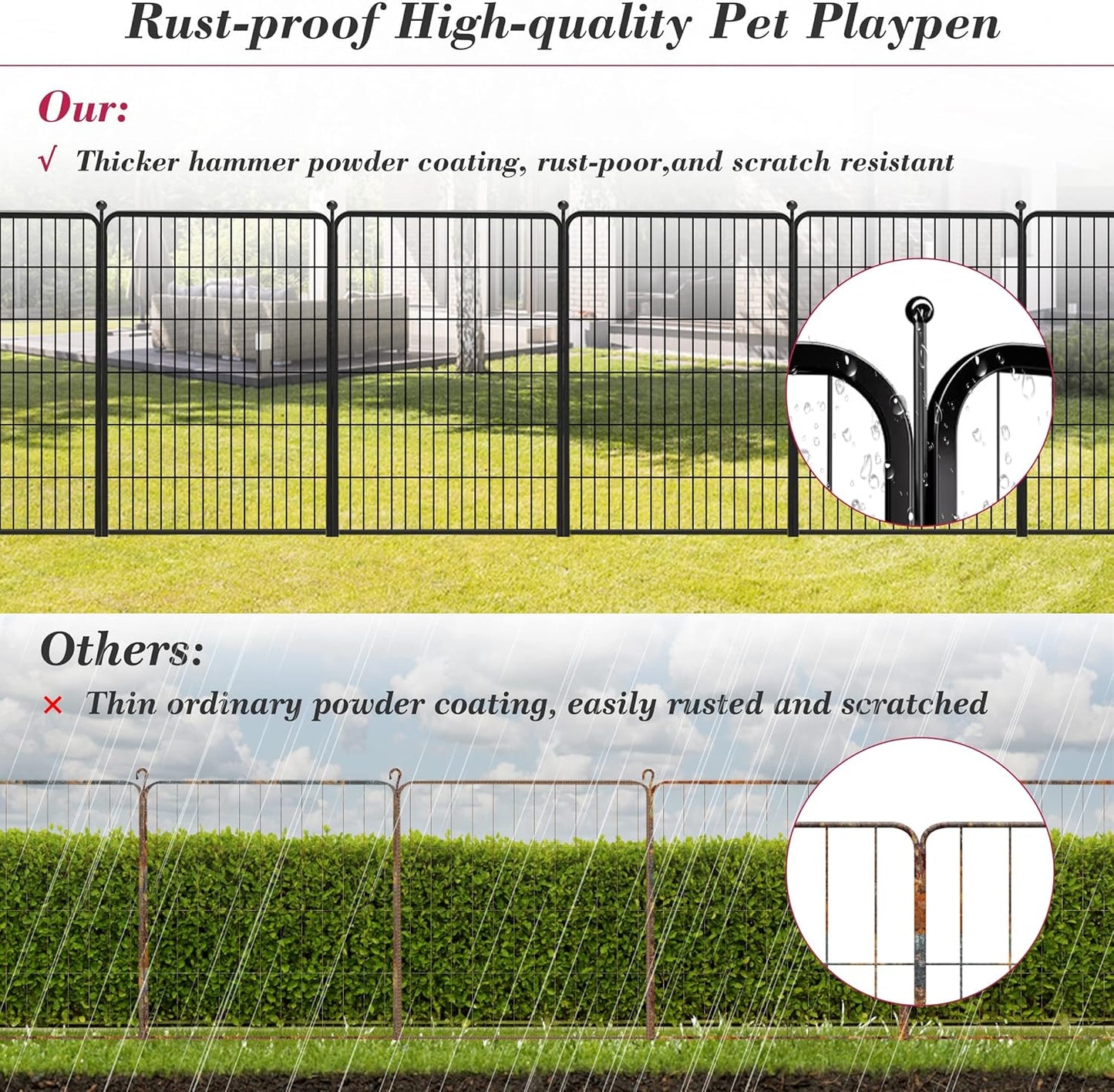 Dog Playpen 40 inch 22 Panels Indoor Outdoor Dog Pen for Large/Medium/Small Dogs Heavy Duty Metal Dog Fence Outdoor for Yard, Puppy Playpen with Door Portable Pet Fence for RV Camping Yard