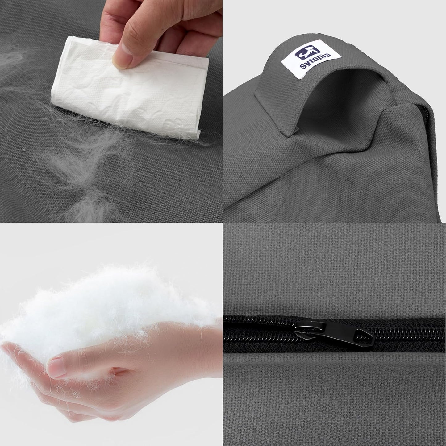 Sytopia 36-Inch Canvas Outdoor Dog Bed, Washable & Waterproof with Chew-Resistant Removable Cover, Ideal for Large & Medium Dogs for Indoor, Outdoor, Crate, or Patio Use (Dark Grey)