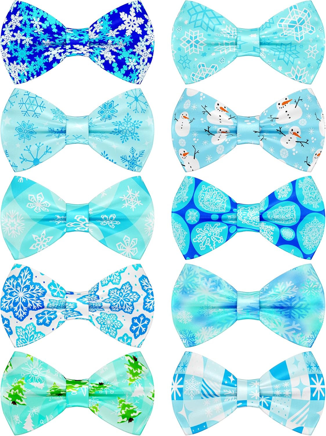 PET SHOW 10 Pack Winter Small Dog Bow Ties Sliding Collar Attachments Puppy Cats Snowflake Bowties for Medium Dogs Snowman Bowknots Holiday Party Pet Grooming Accessories(Small)