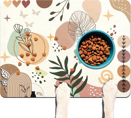 Pet Feeding Mat for Floors Waterproof Dog Mat for Food and Water Absorbent Quick Dry Non Slip mat for Cat Bowls